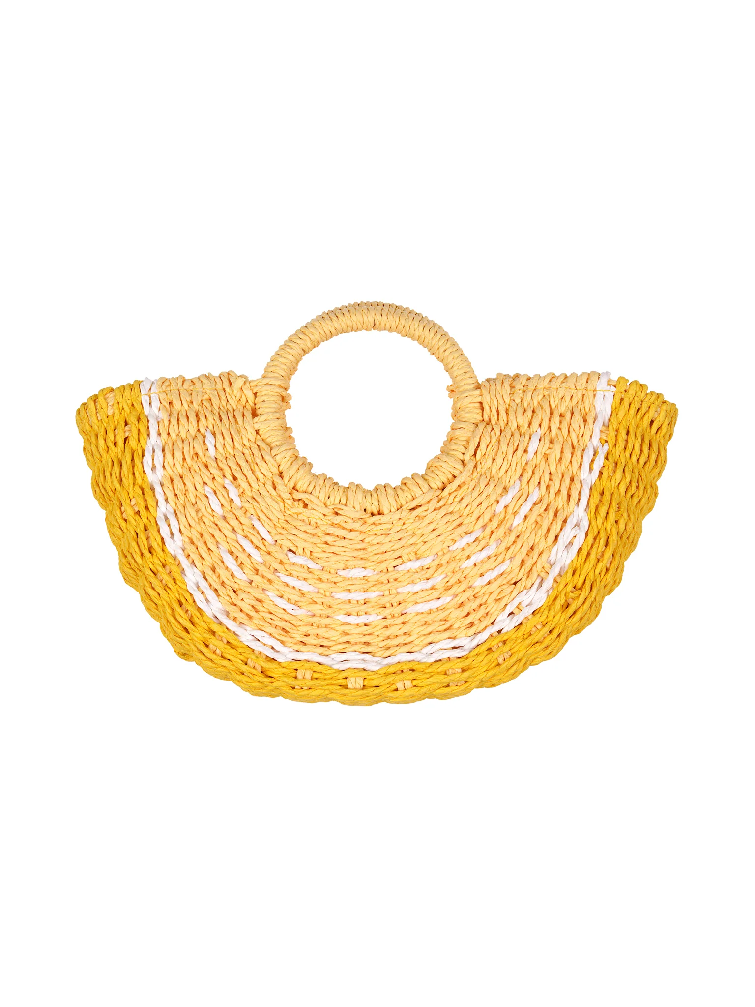 Linda Paper Straw Basket Bag in Lemon - Image 4