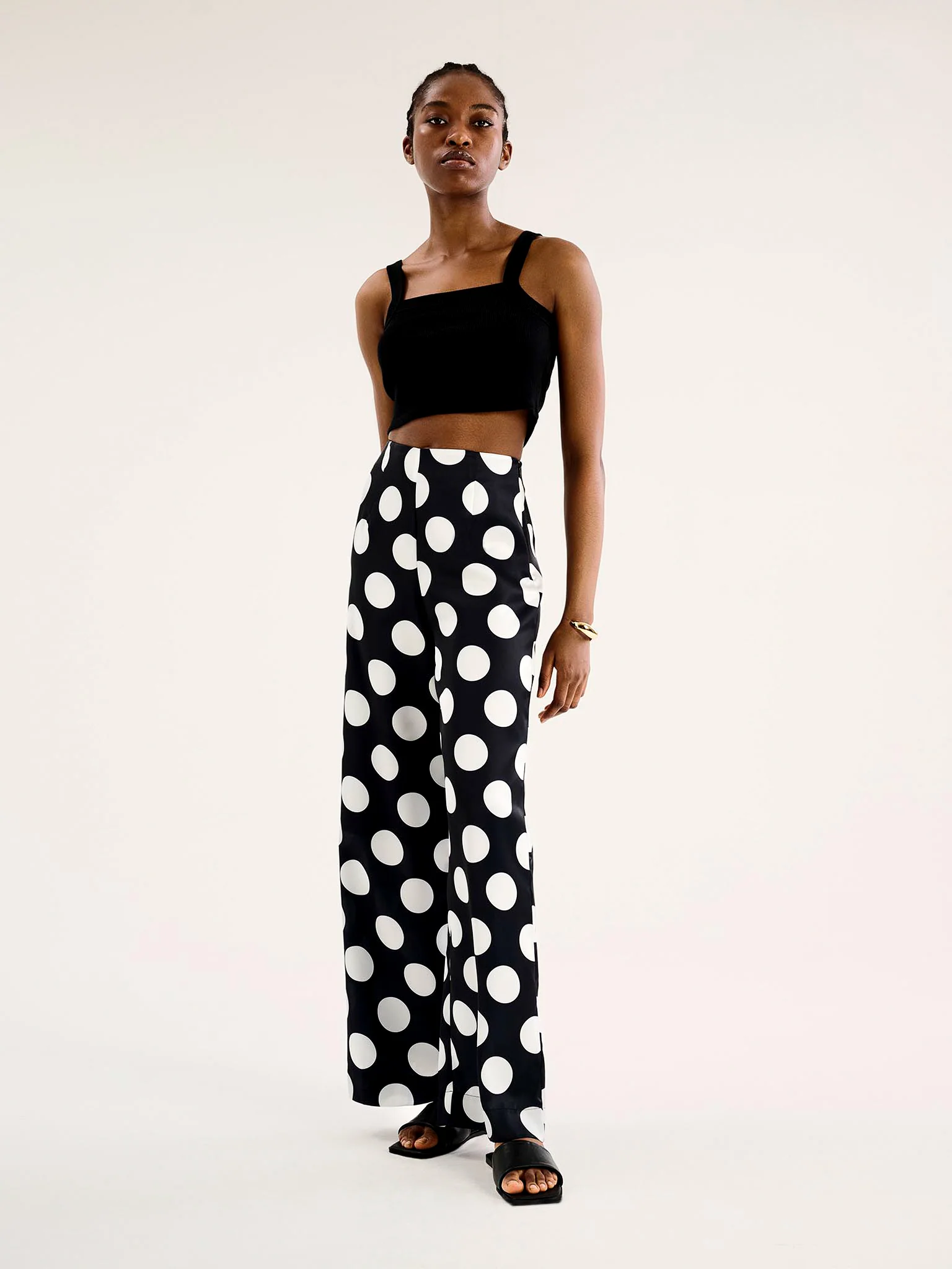 Lynx Satin Wide Leg Spot Print Trouser - Image 6