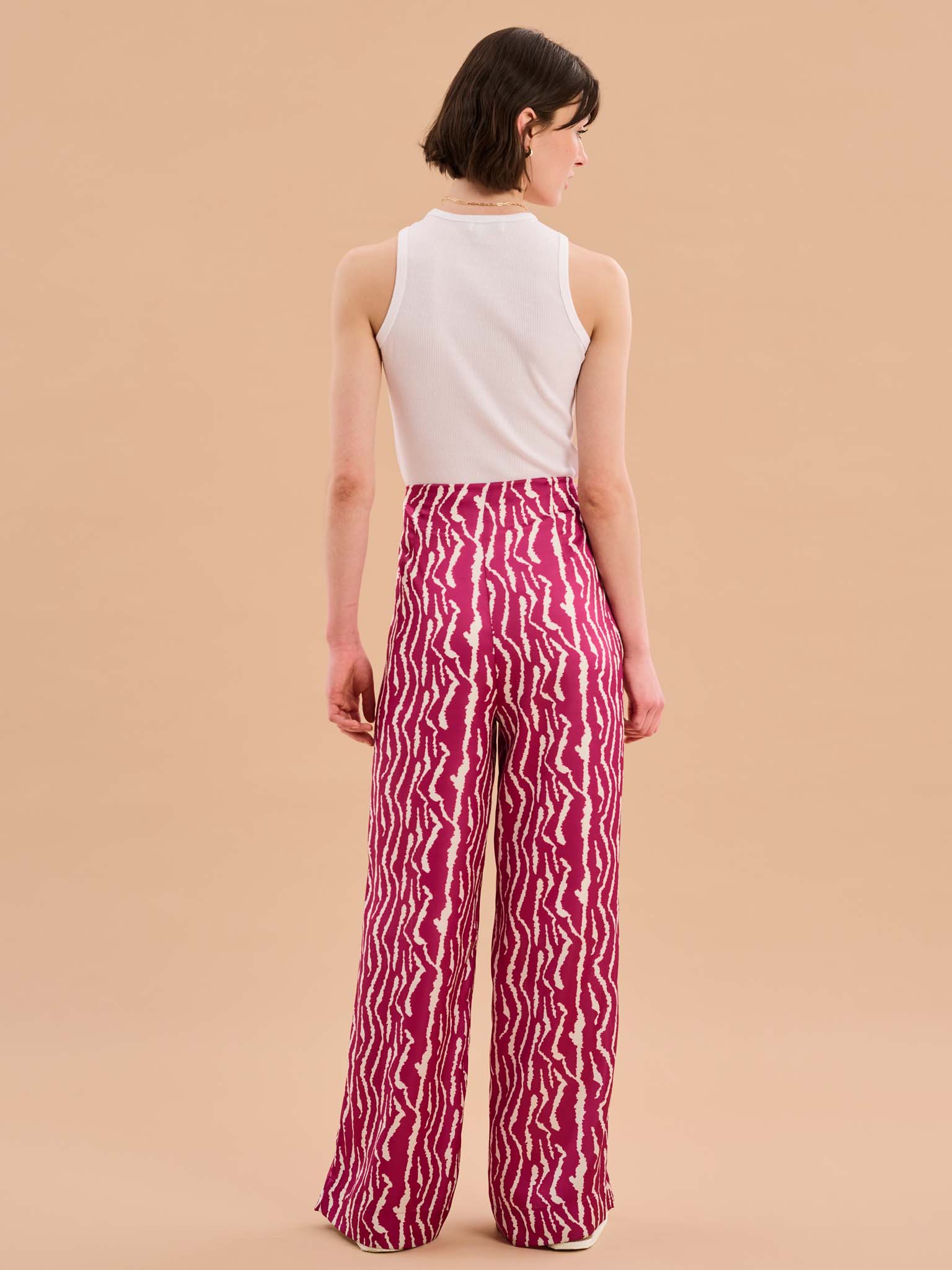 Lynx Satin Wide Leg Print Trouser - Image 2