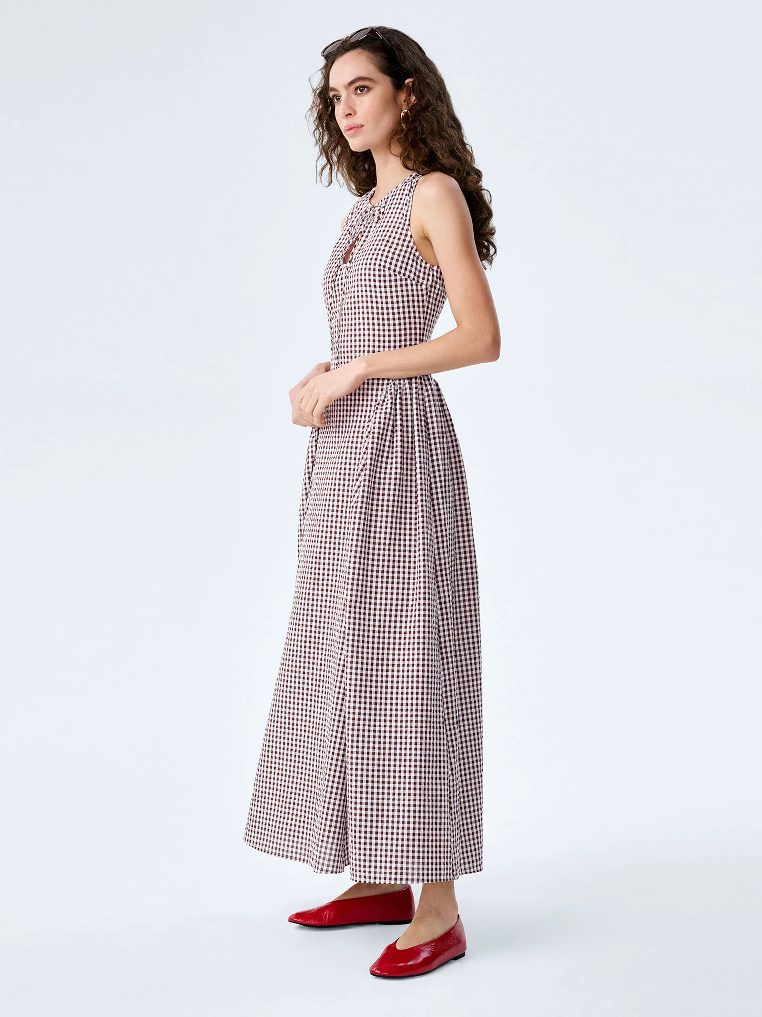 Margate Dress in Chocolate and Cream Gingham - Image 2