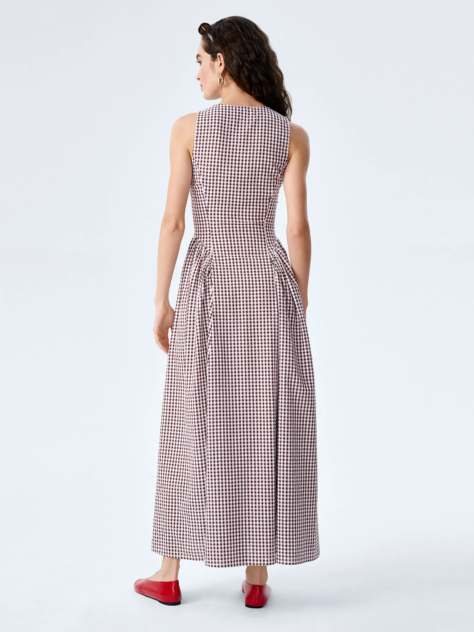 Margate Dress in Chocolate and Cream Gingham - Image 3