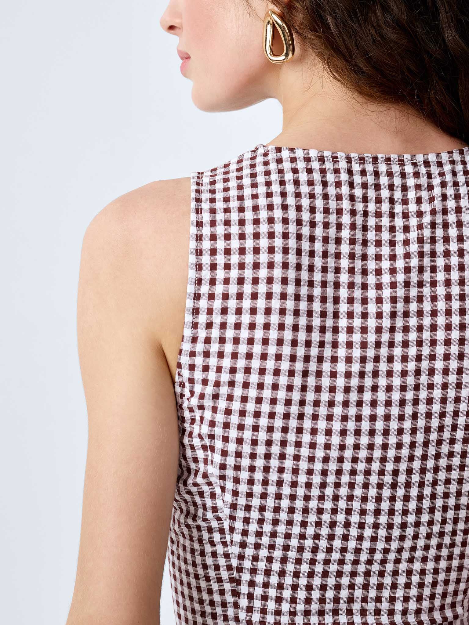 Margate Dress in Chocolate and Cream Gingham - Image 5