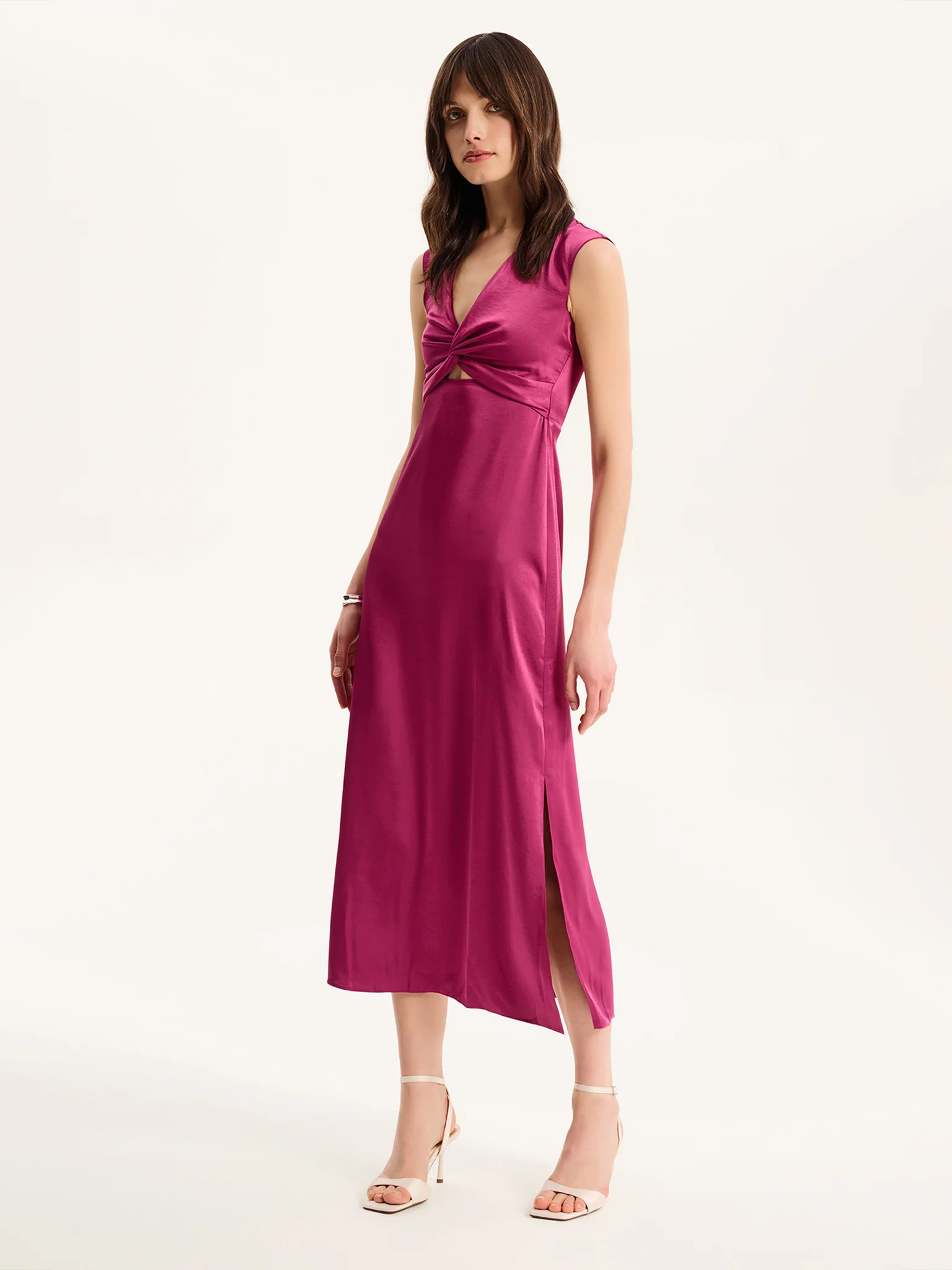 Marin Twist Front Dress in Magenta - Image 2