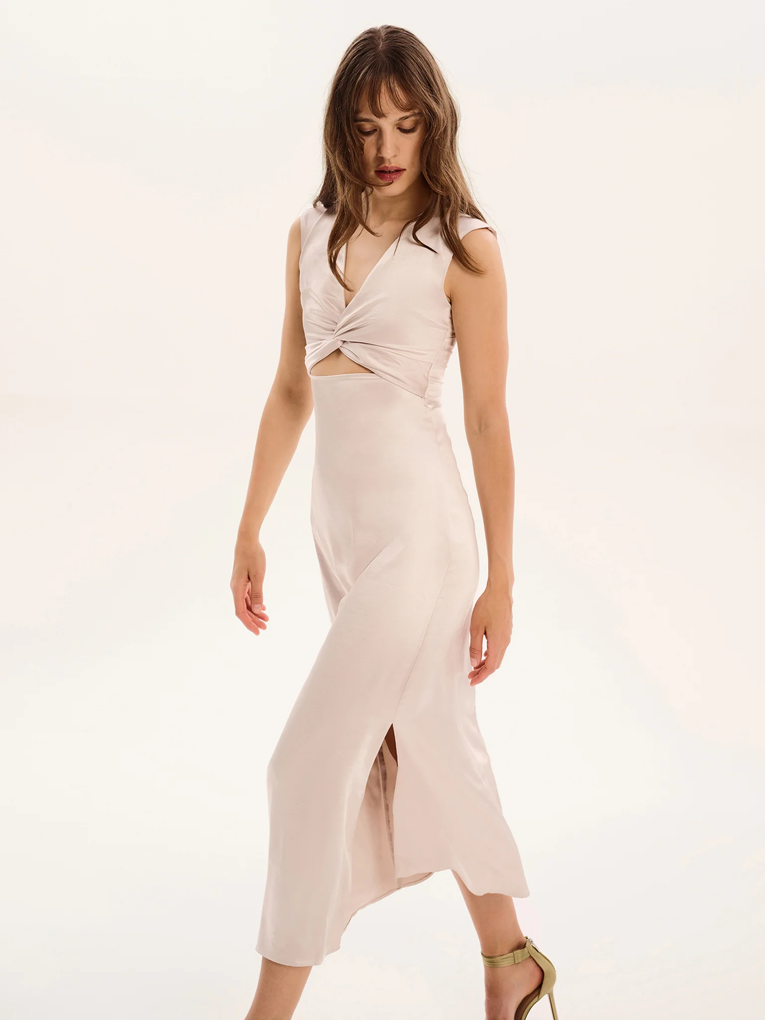Marin Twist Front Dress in Silver - Image 4