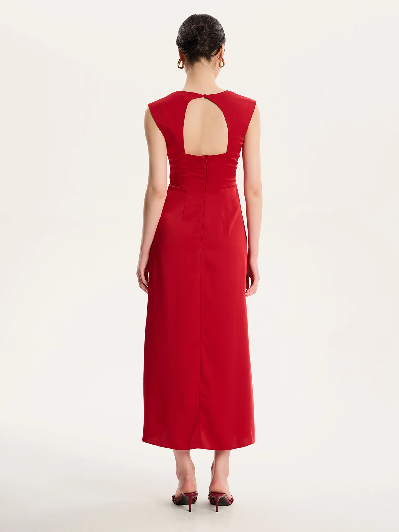 Marin Twist Satin Dress in Barbados Cherry  - Image 5