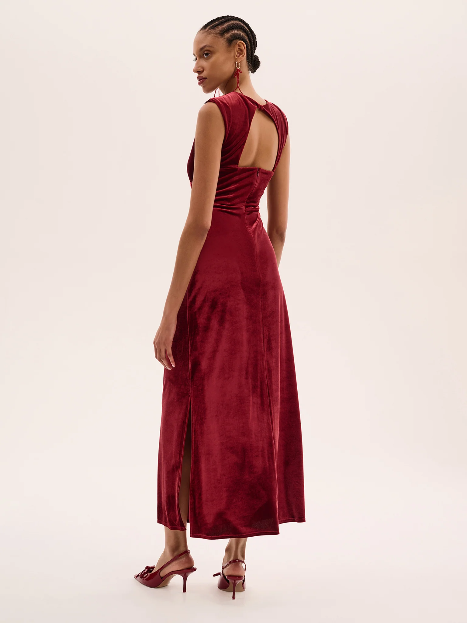 Marin Velvet Dress in Red - Image 2