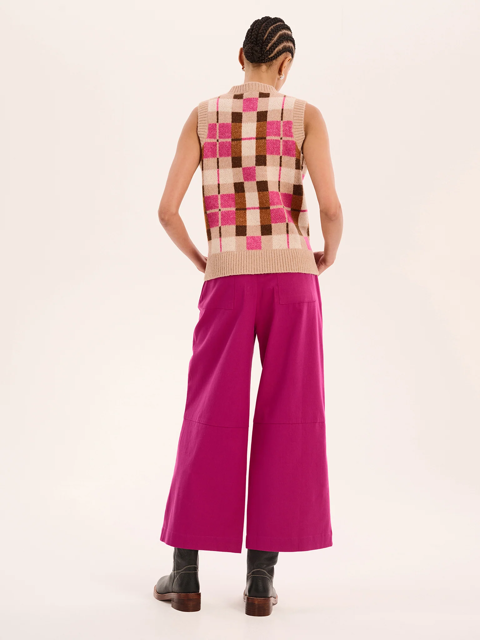 Matilda Checked Vest in Neutral - Image 3