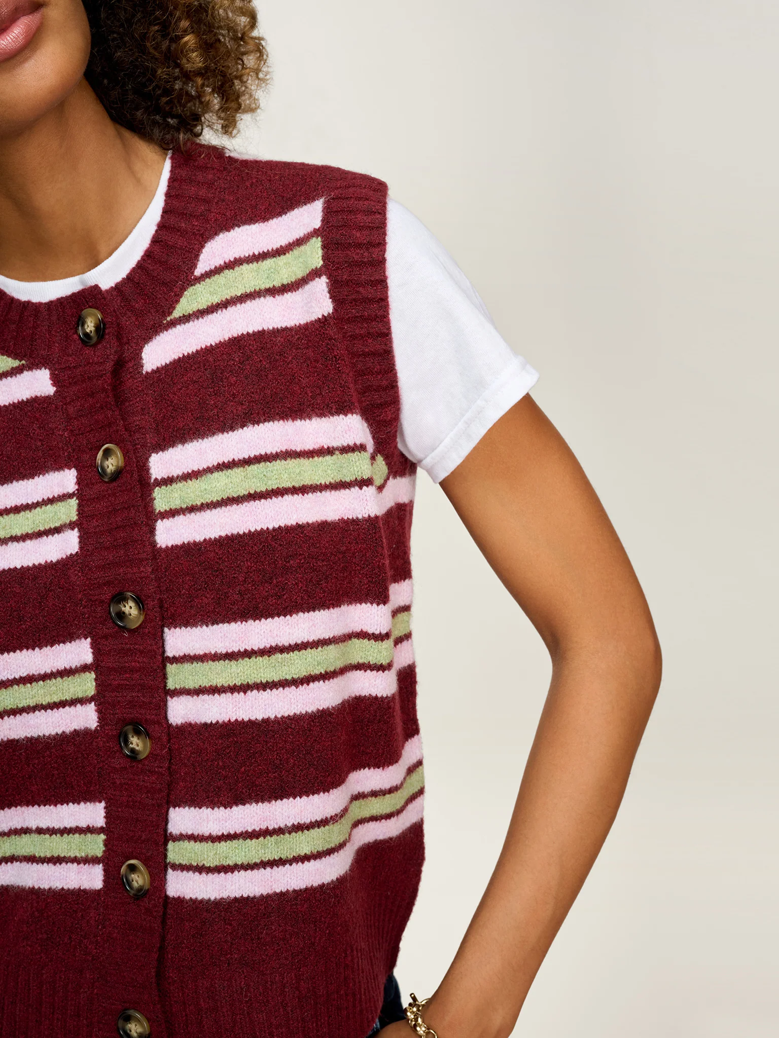 Matilda Stripe Vest in Multi - Image 4