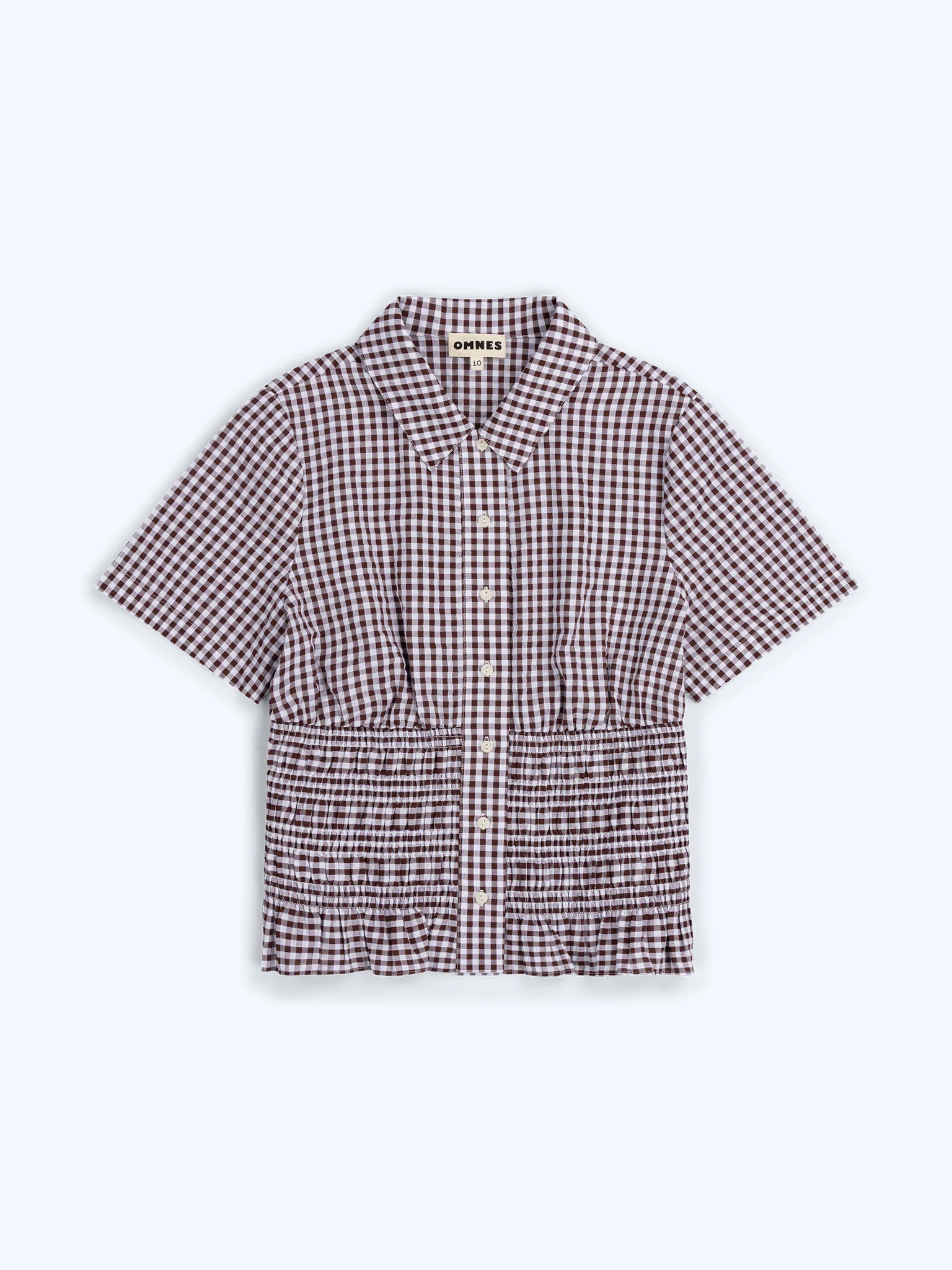 Merida Blouse in Chocolate/Cream Gingham - Image 6