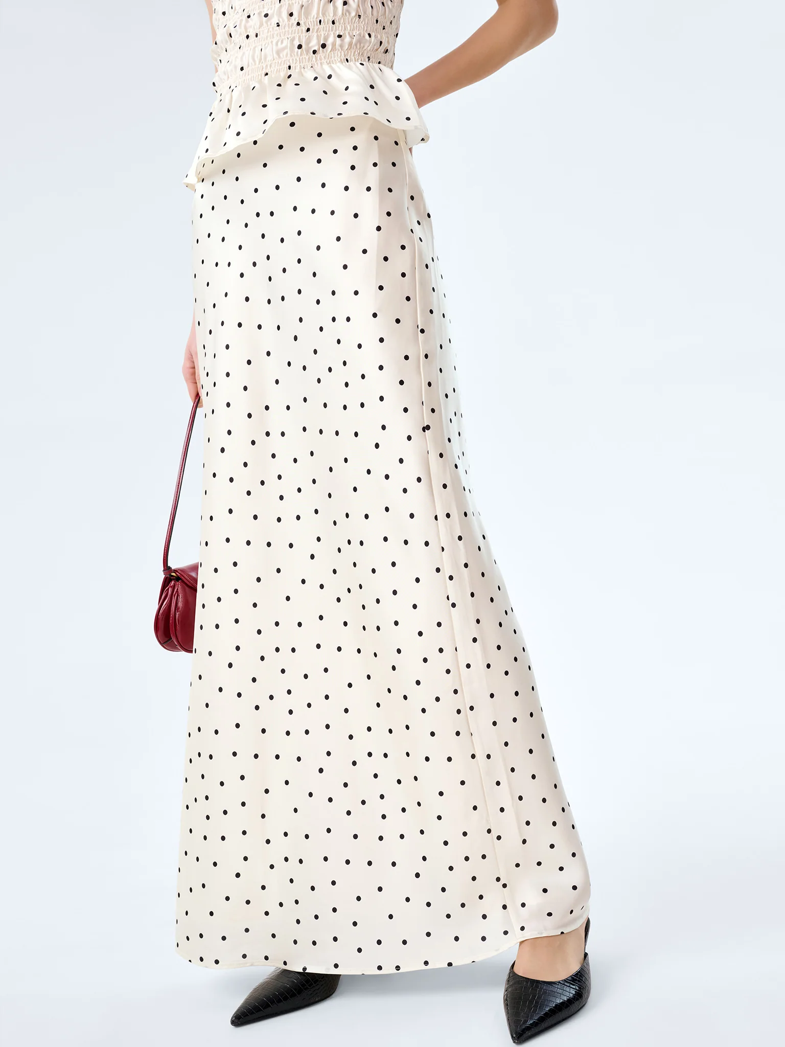 Monty Skirt in White Polka Dot - Image 3