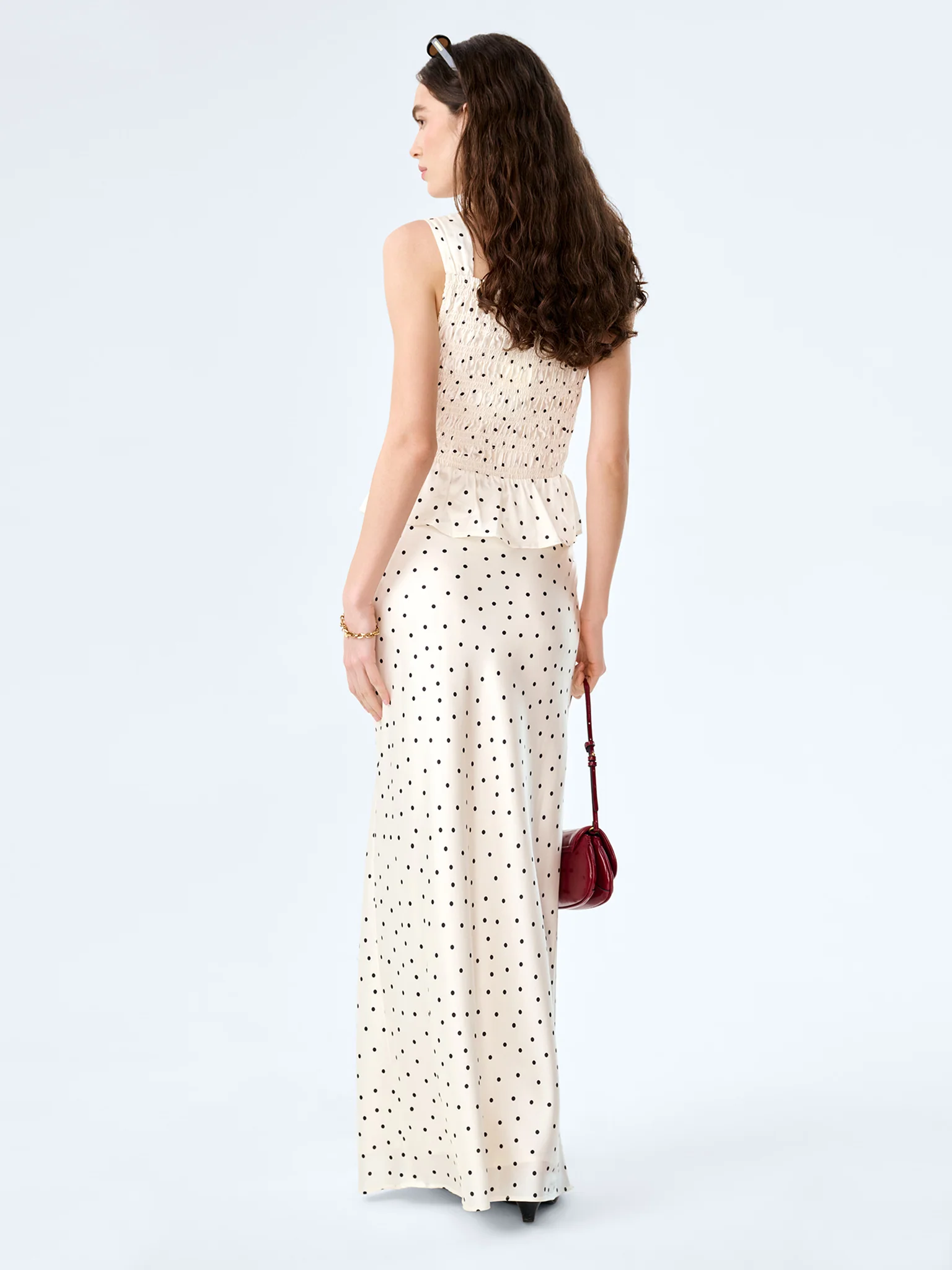 Monty Skirt in White Polka Dot - Image 4