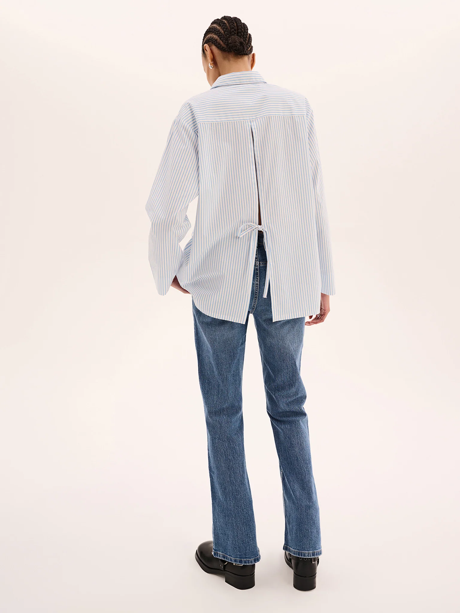 Nala Stripe Tie Back Shirt in Light Blue Stripe - Image 3