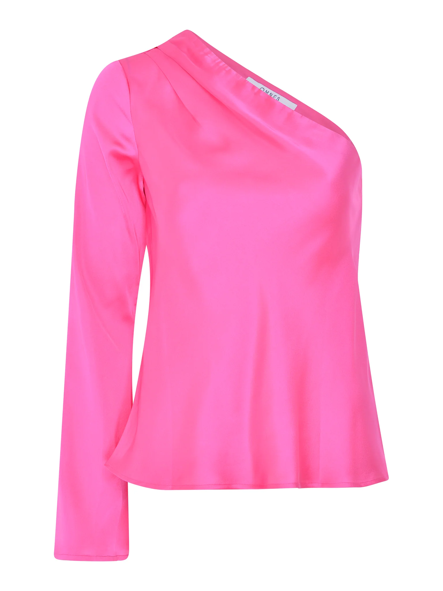 Natalia One Shoulder Satin Top in Cerise - Image 5