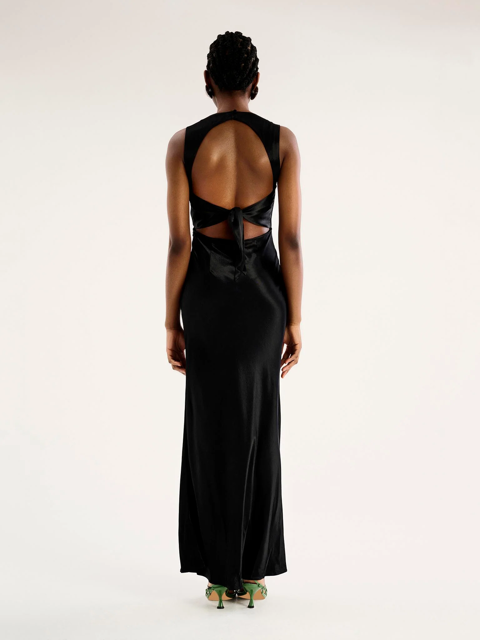 Nova Tie Back Dress in Black - Image 3