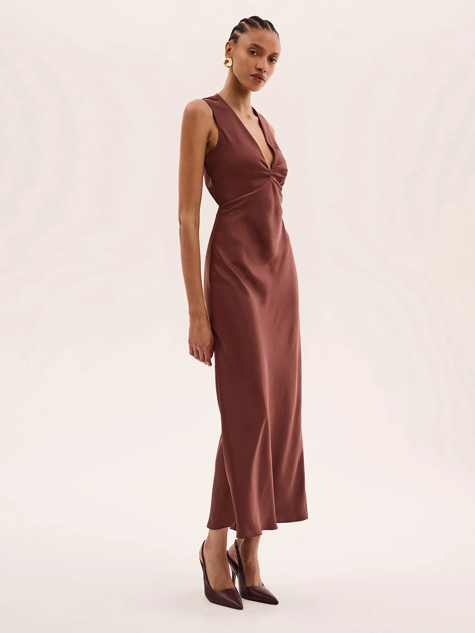 Nova Tie Back Dress in Chocolate - Image 2