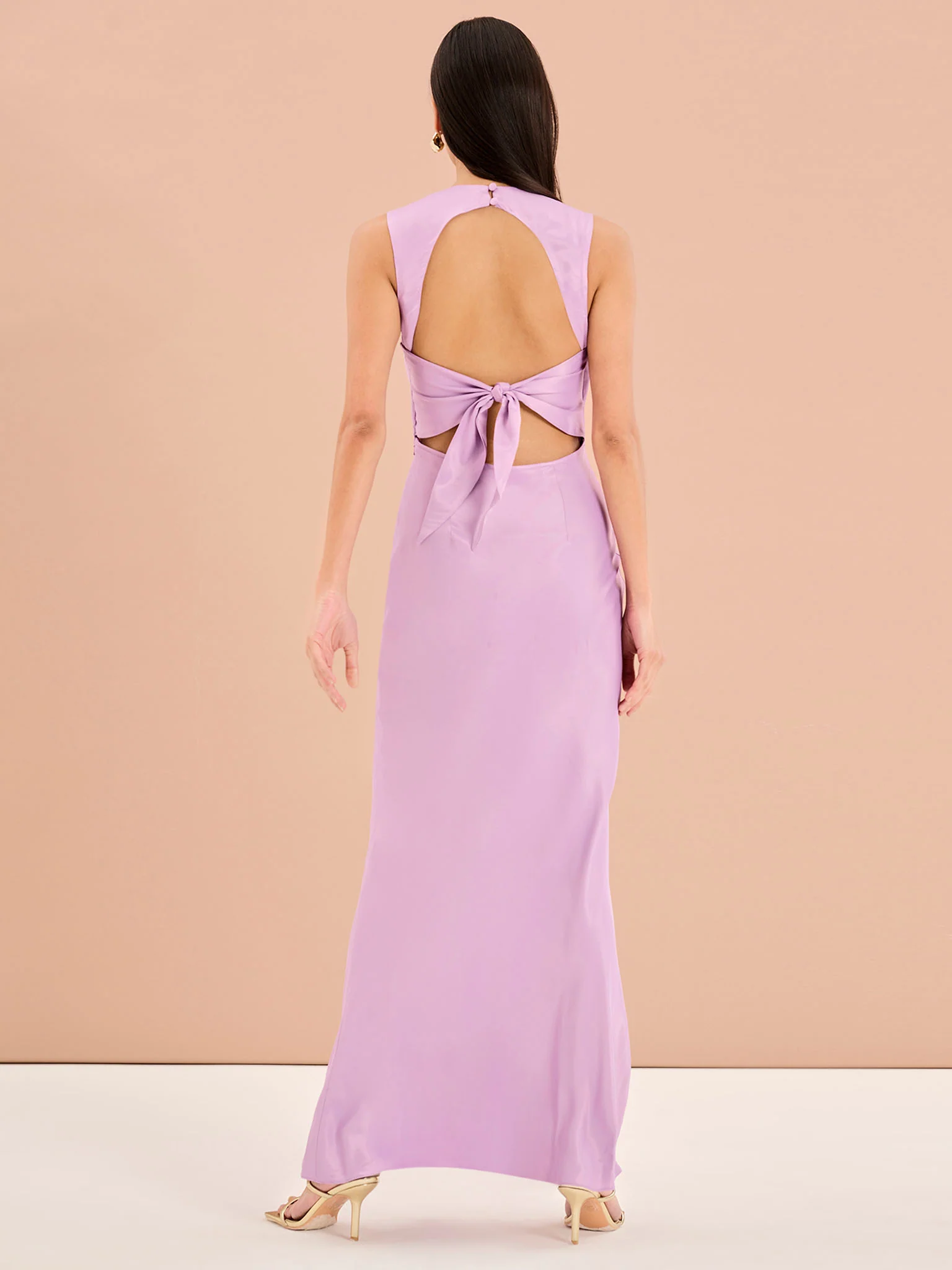 Nova Tie Back Dress in Lilac - Image 3
