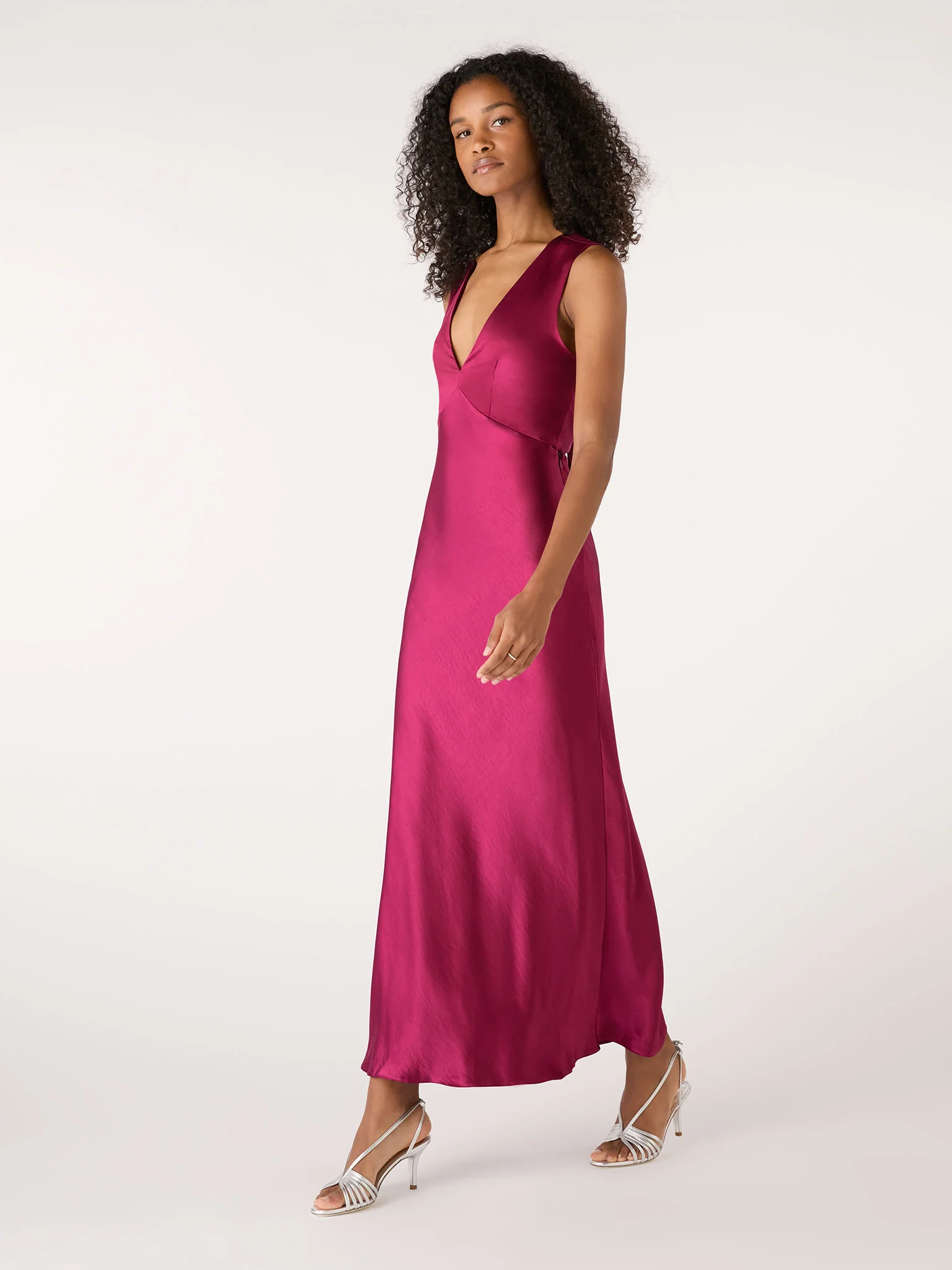 Nova Tie Back Dress in Magenta - Image 3