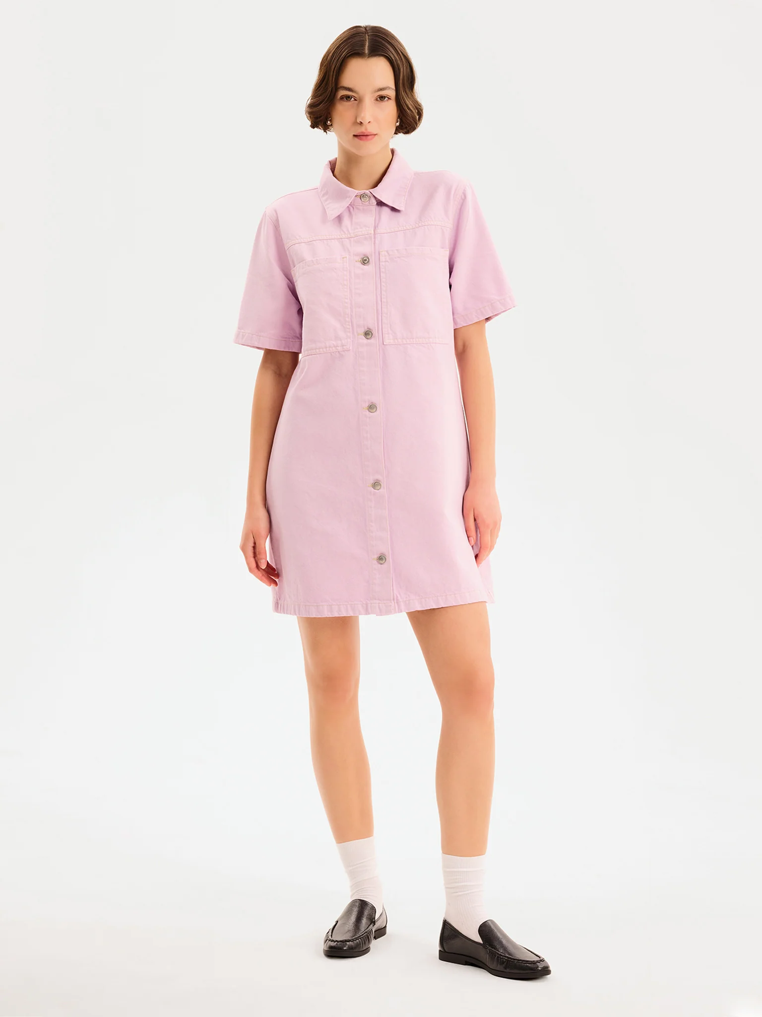 Olivia Denim Dress in Lilac