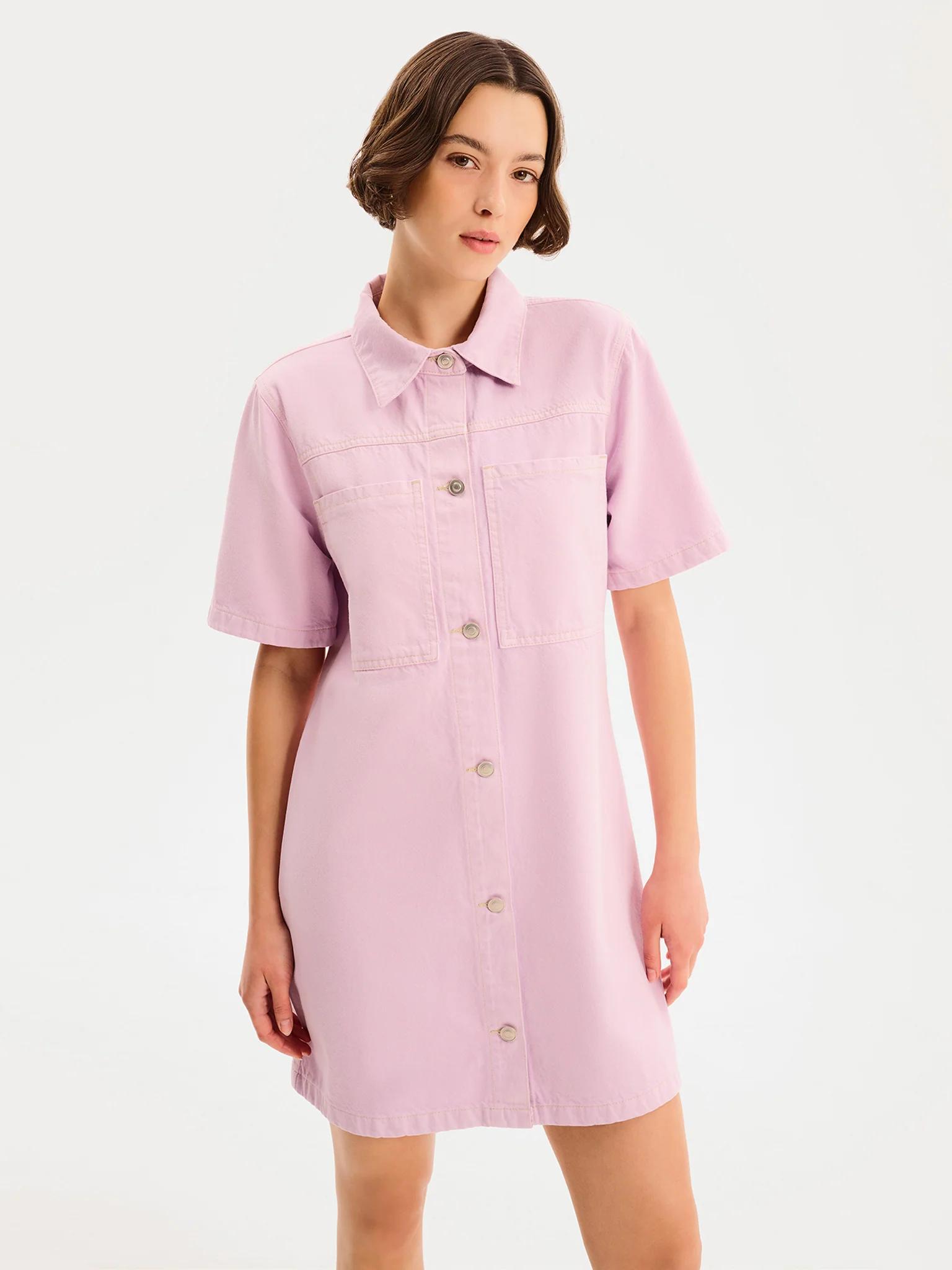 Olivia Denim Dress in Lilac - Image 2