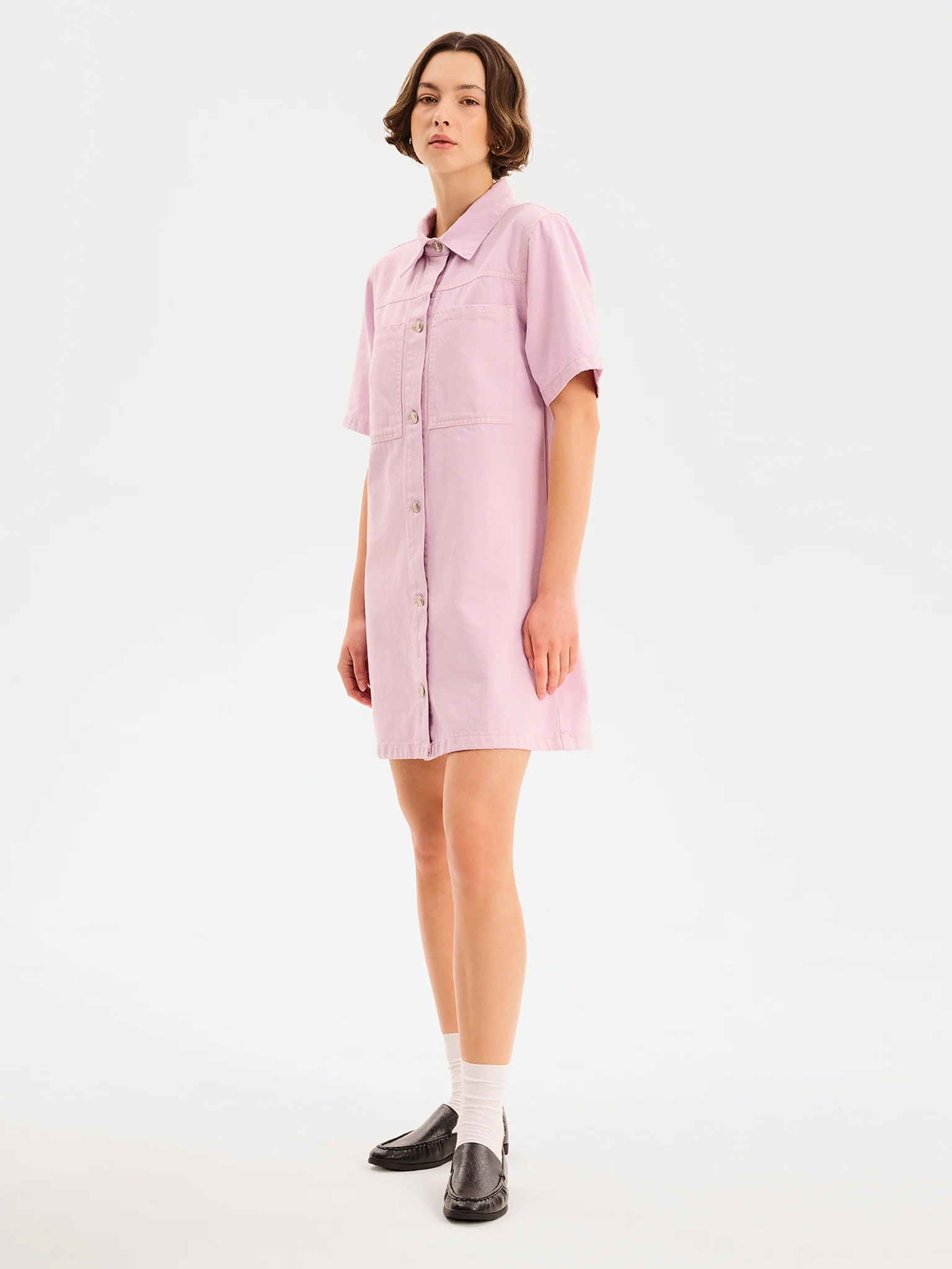 Olivia Denim Dress in Lilac - Image 4