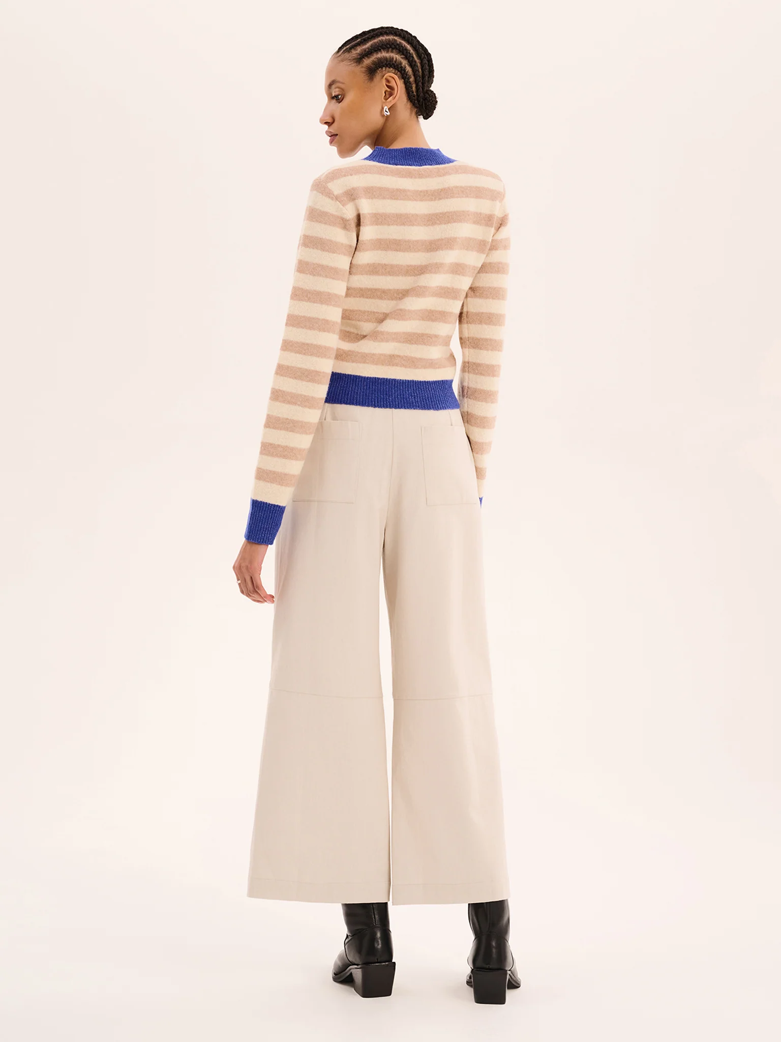 Pia Stripe Jumper in Cream stripe - Image 4