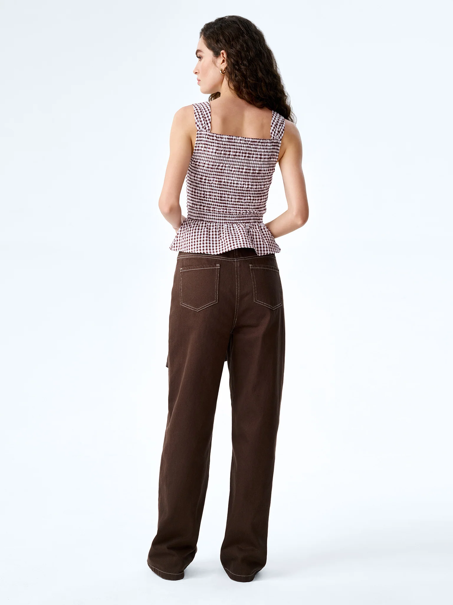 Rain Top in Chocolate/Cream Gingham - Image 4