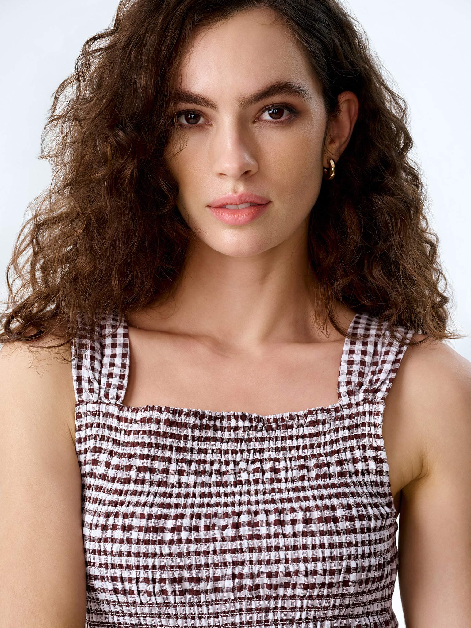 Rain Top in Chocolate/Cream Gingham - Image 6