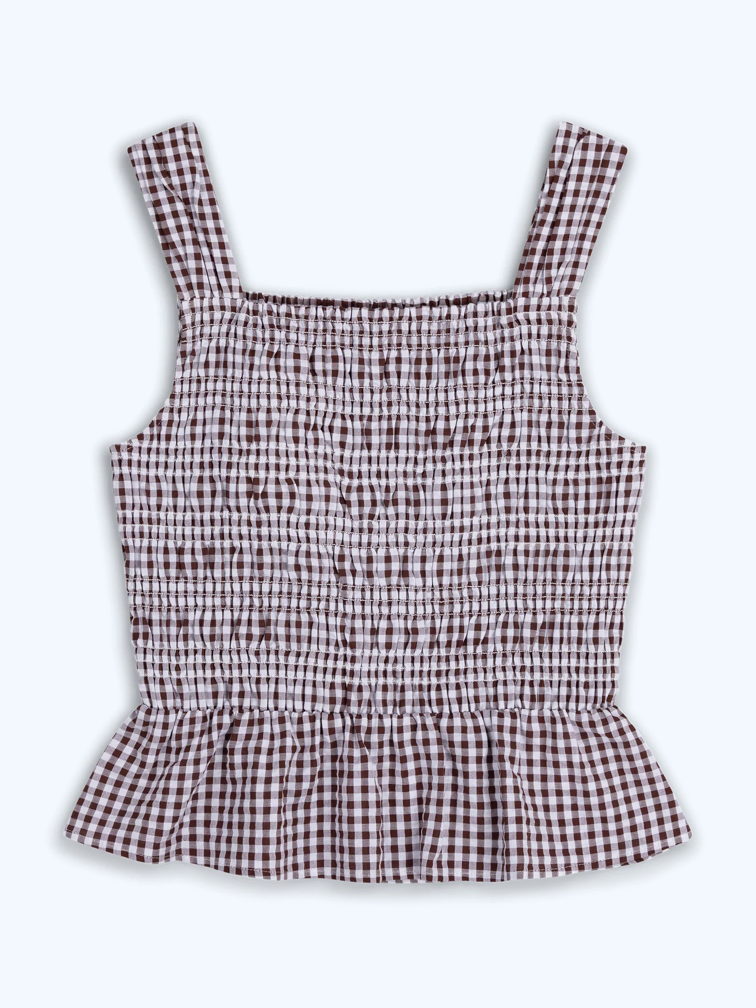 Rain Top in Chocolate/Cream Gingham - Image 8