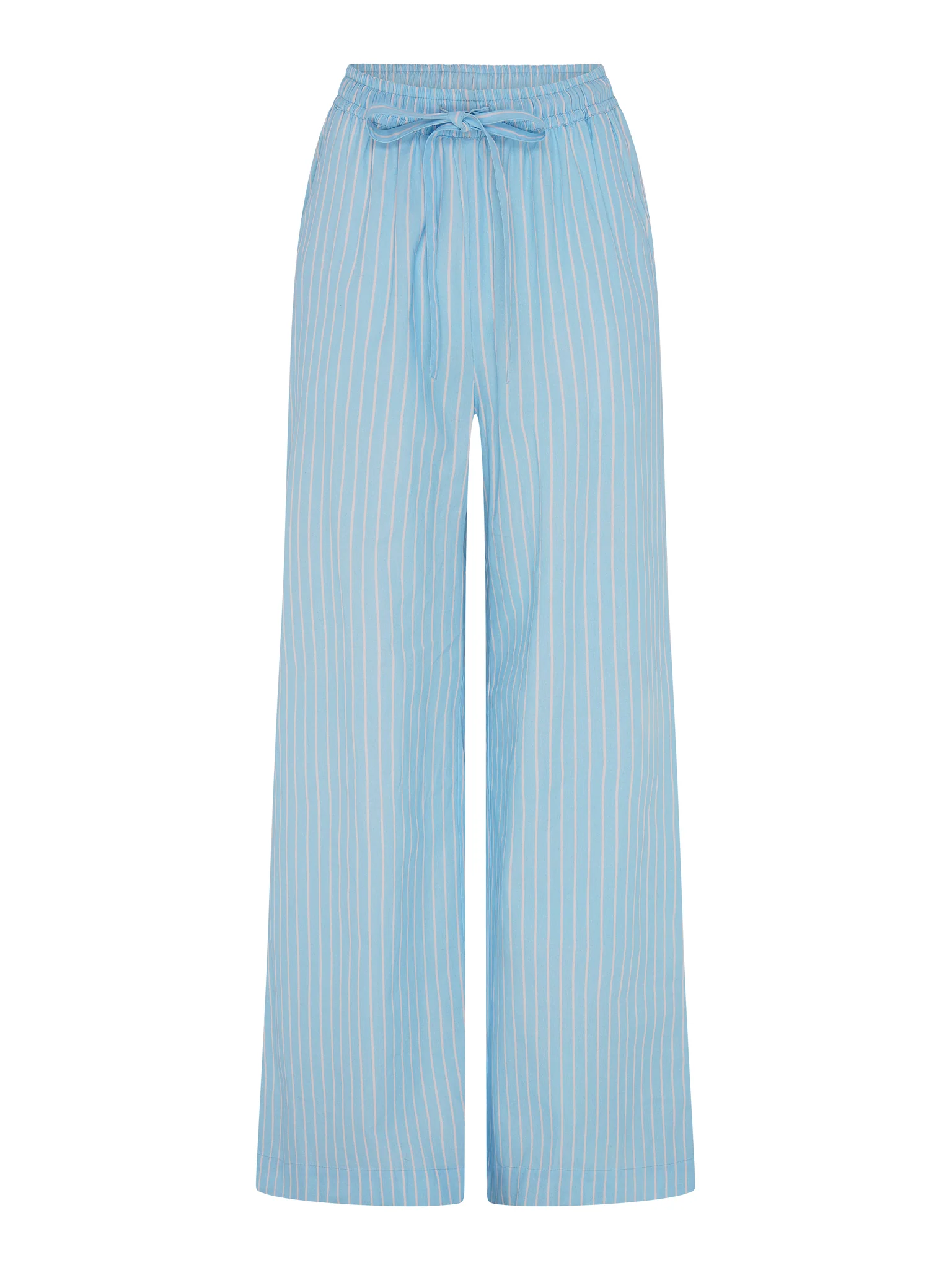 Ramela Elasticated Waist Trouser in Cream and Blue Stripe - Image 4