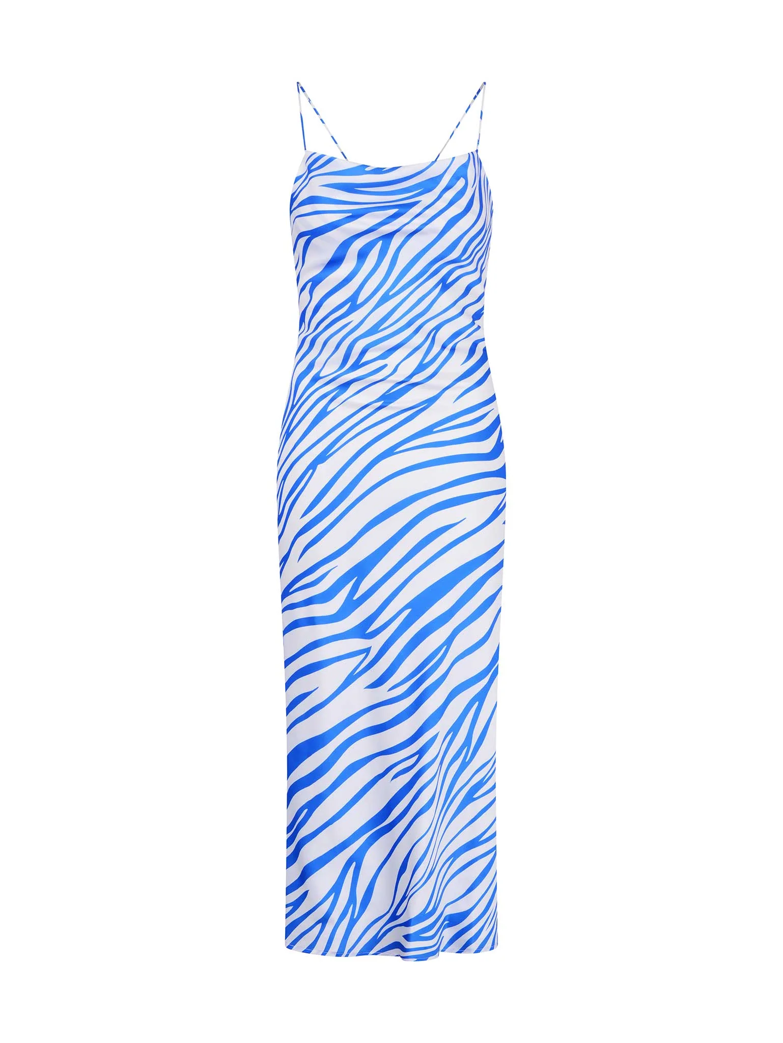Riviera Midi Dress in Blue & White Zebra - Image 5