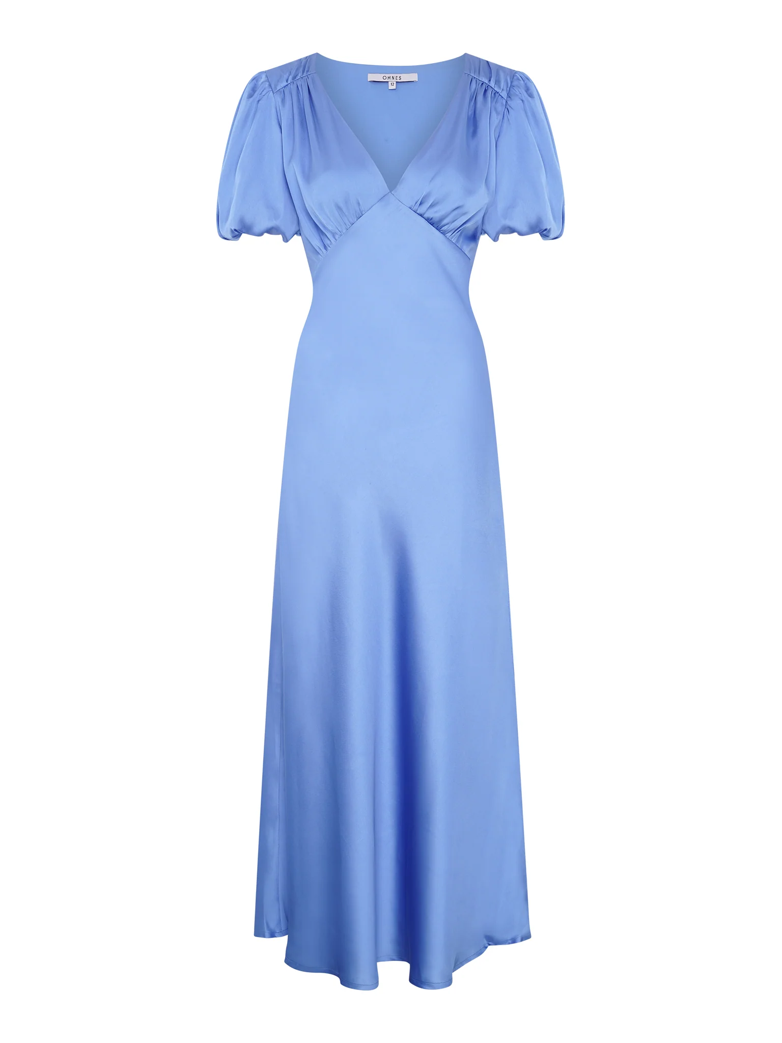 Rosie Ruched Puff Sleeve Dress in Light Blue - Image 7