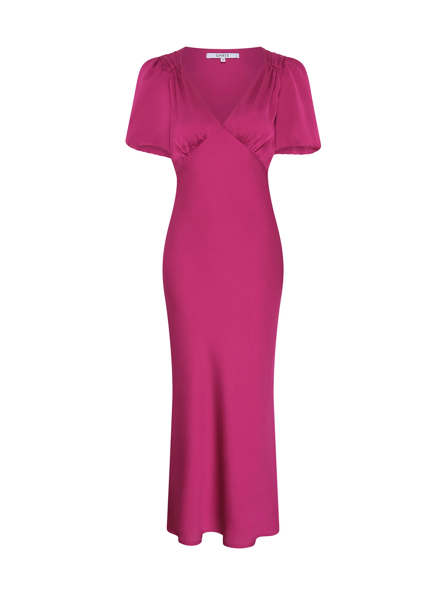 Rosie Ruched Puff Sleeve Dress in Magenta - Image 5