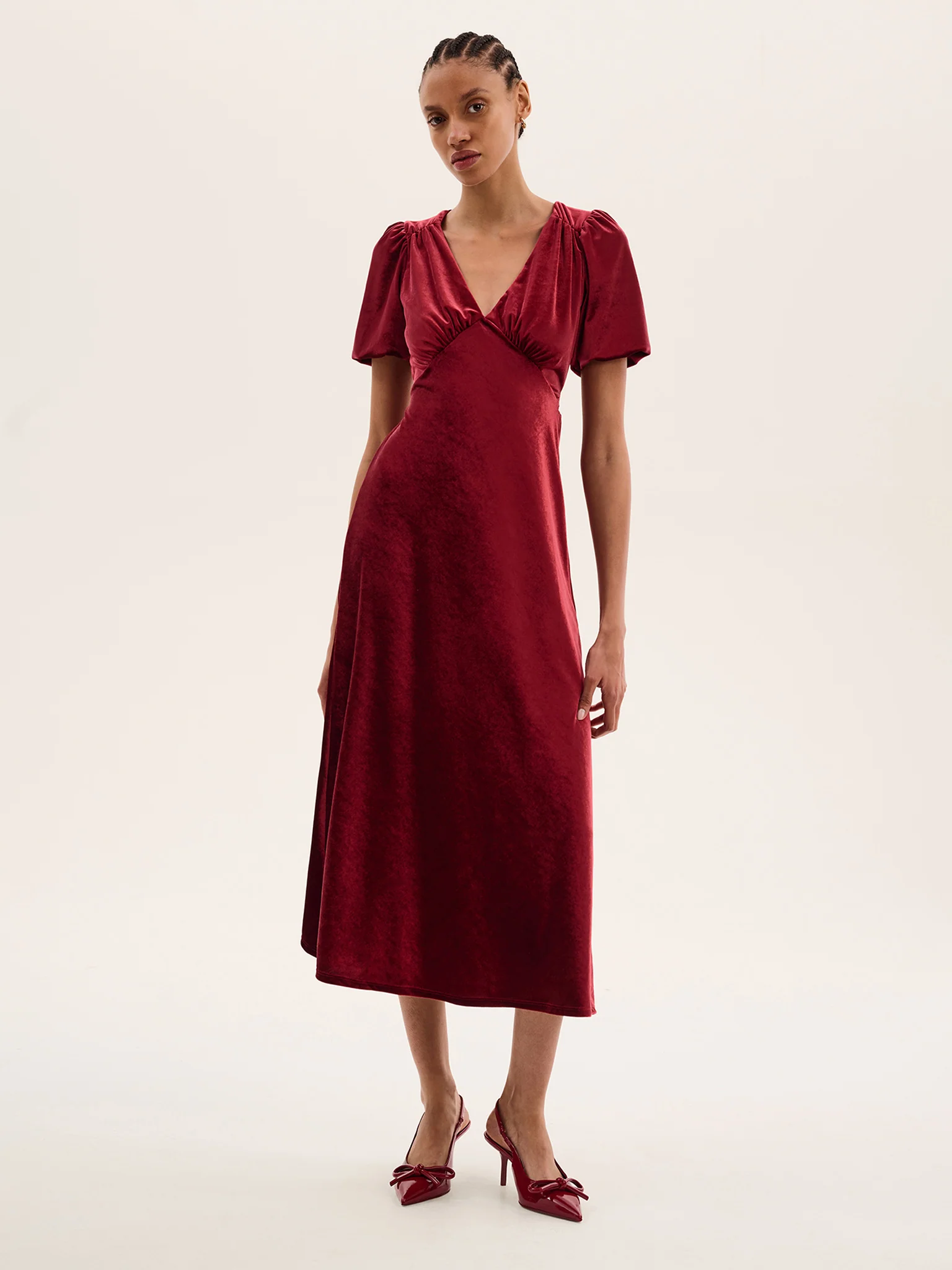 Rosie Velvet Dress in Red