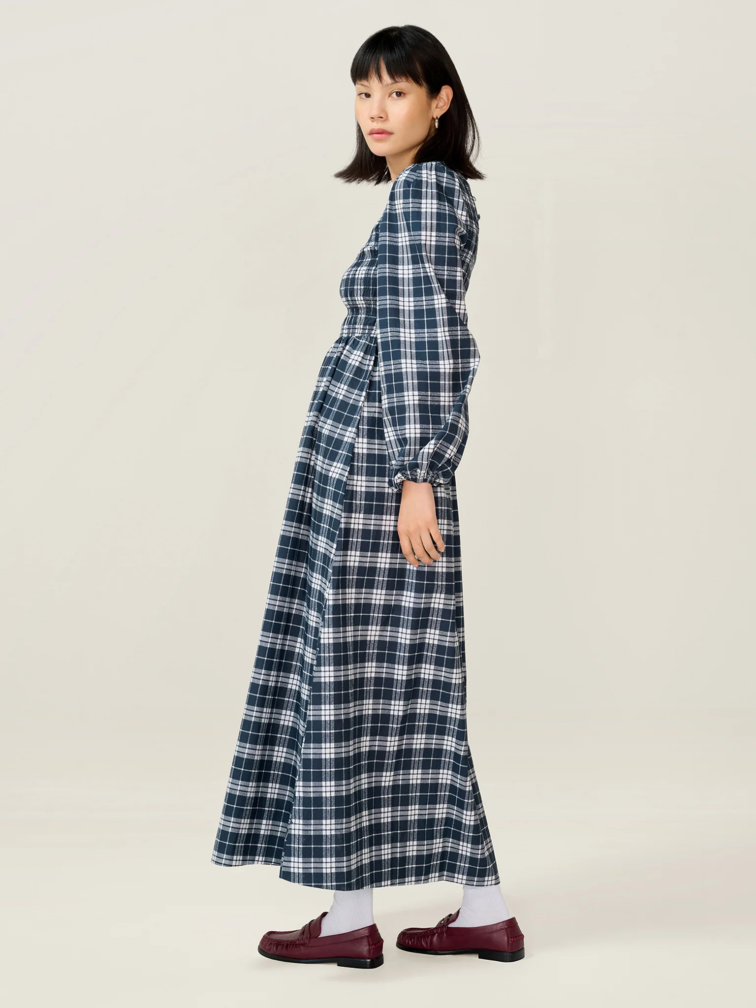 Saint Dress in Navy Check - Image 4