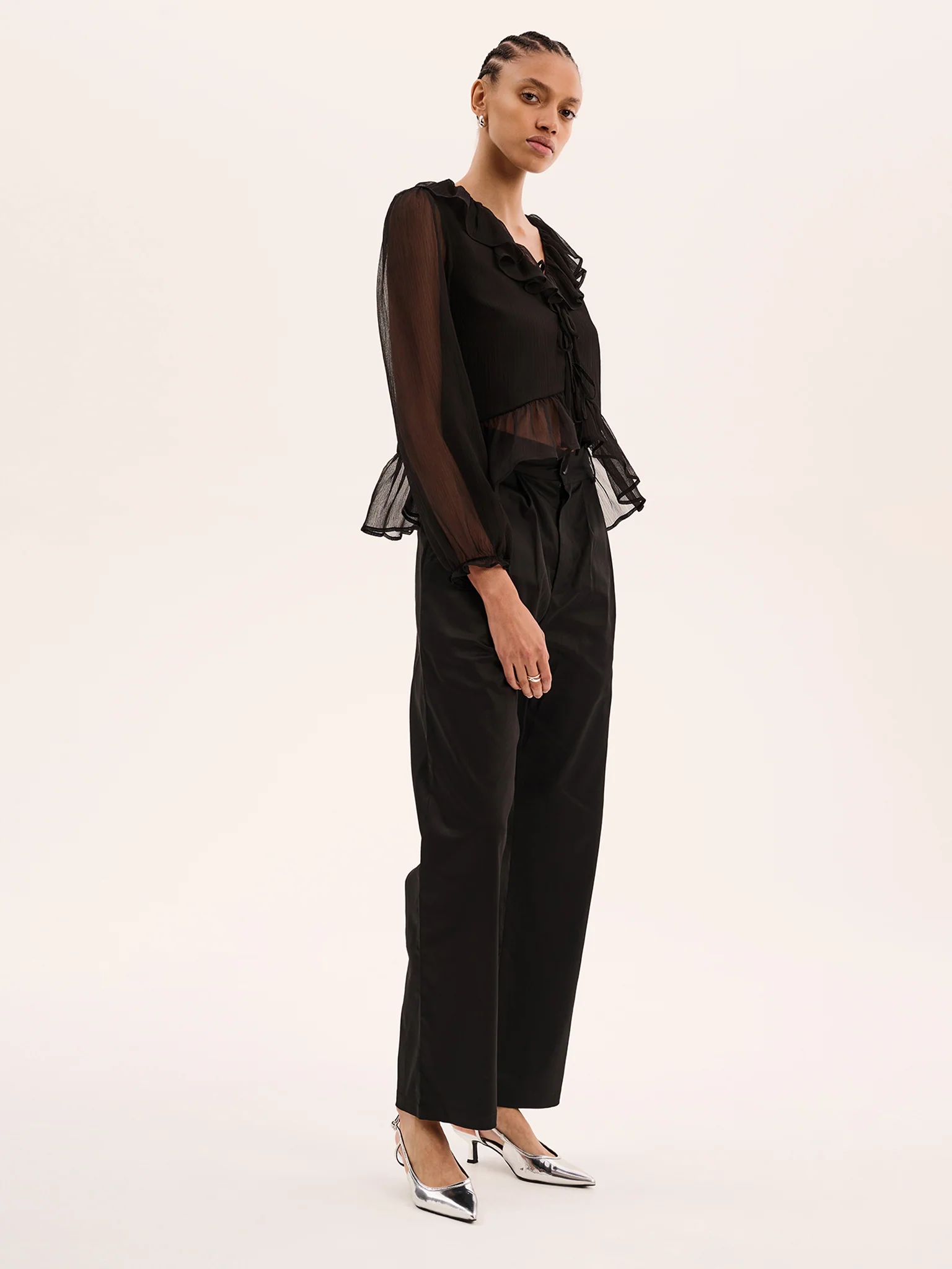 Selina Chiffon Top in Black - Image 2