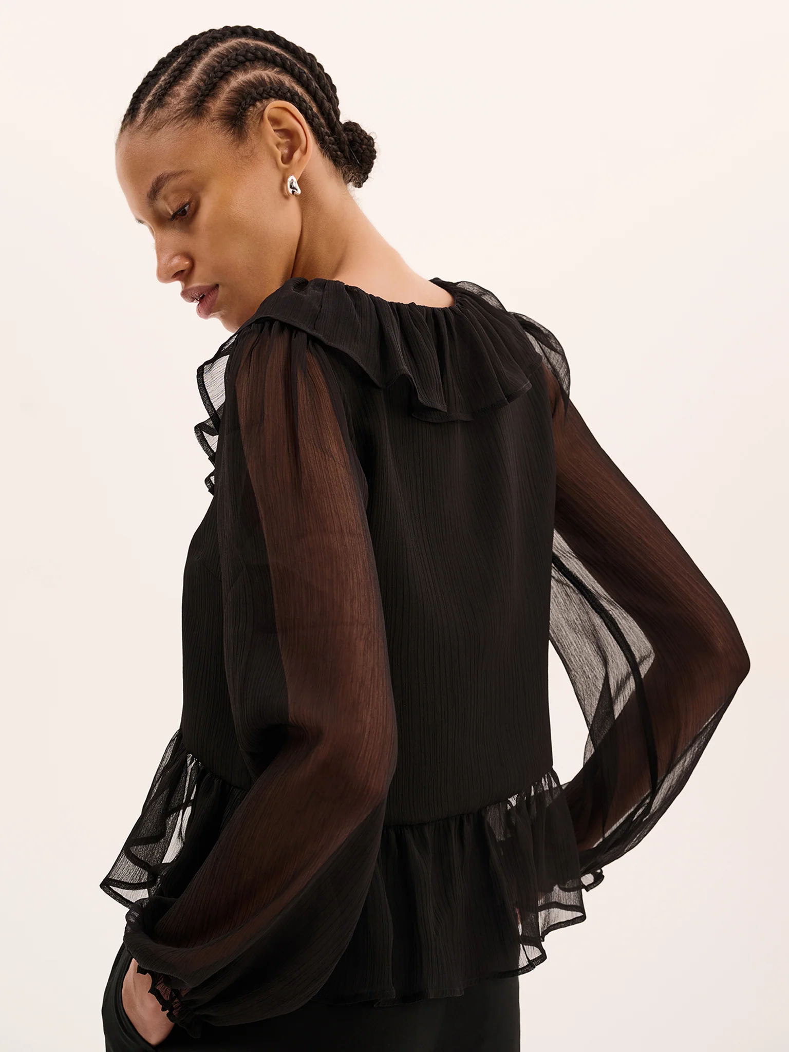 Selina Chiffon Top in Black - Image 3