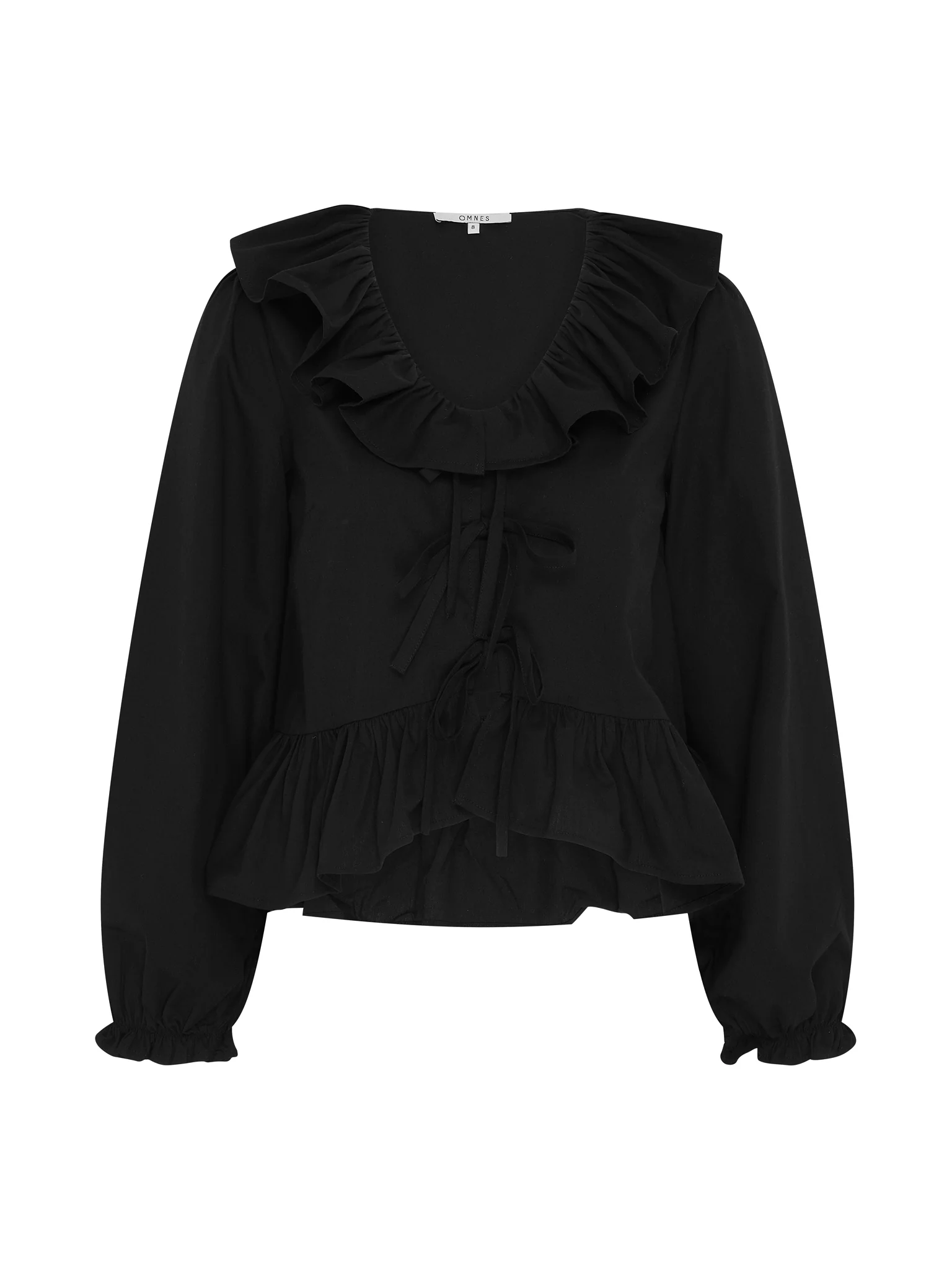 Selena Frill Blouse in Black - Image 5