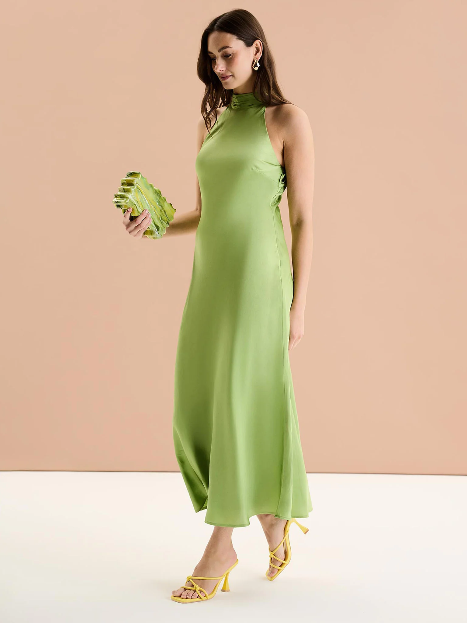 Seychelles Drape Back Detail Dress in Sage - Image 2
