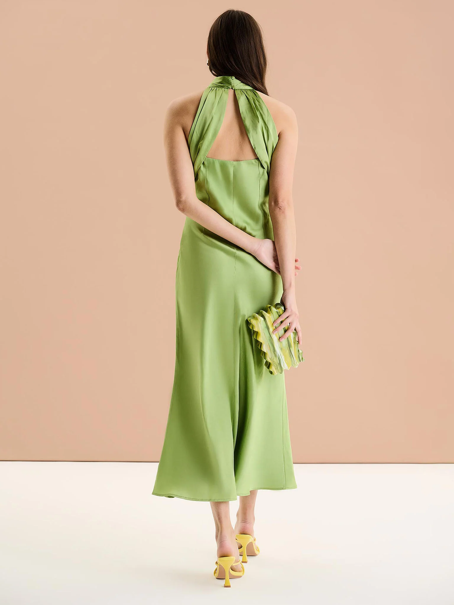 Seychelles Drape Back Detail Dress in Sage - Image 3