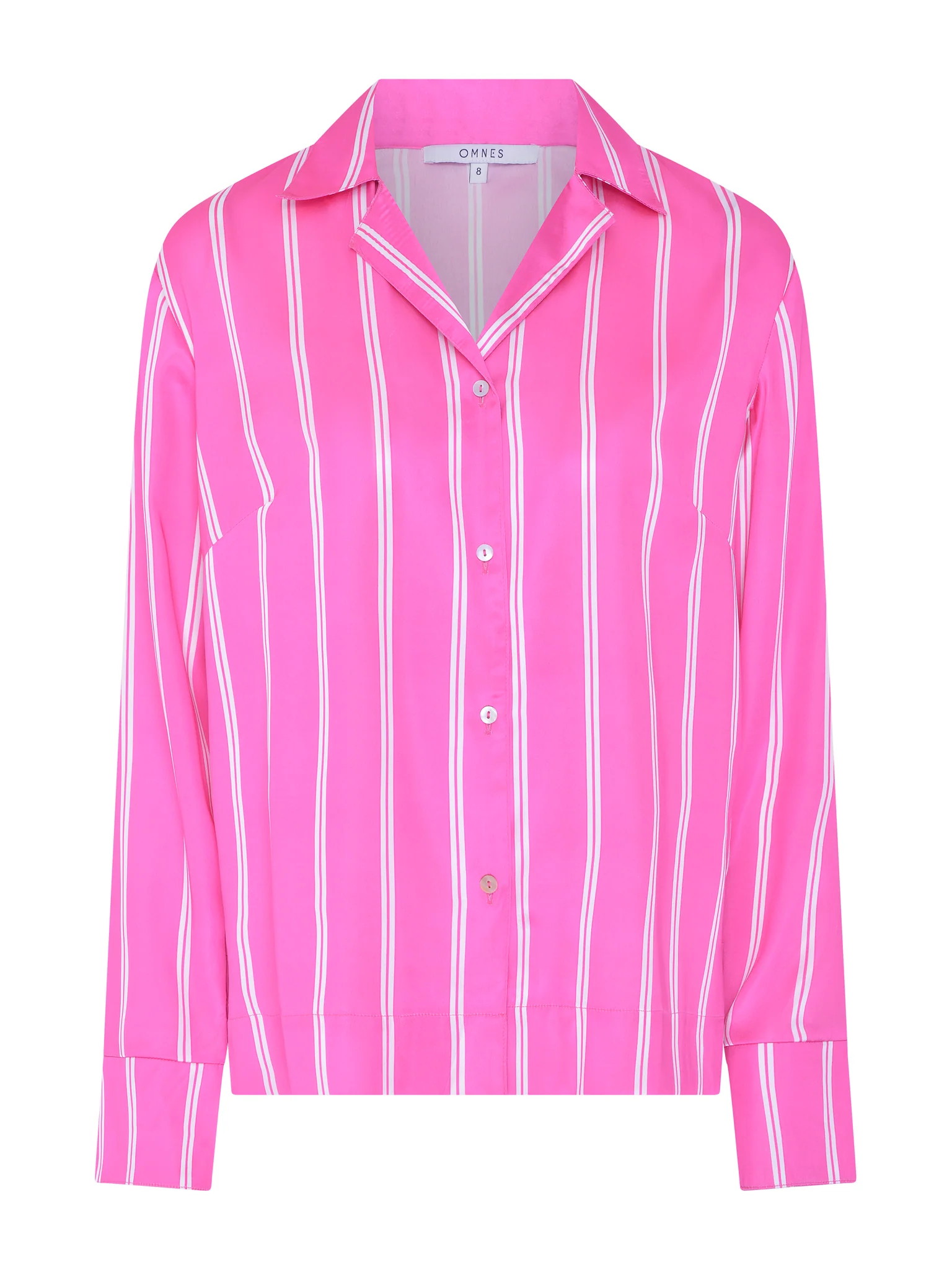 Shield Cerise Stripe Satin Boxy Shirt - Image 5