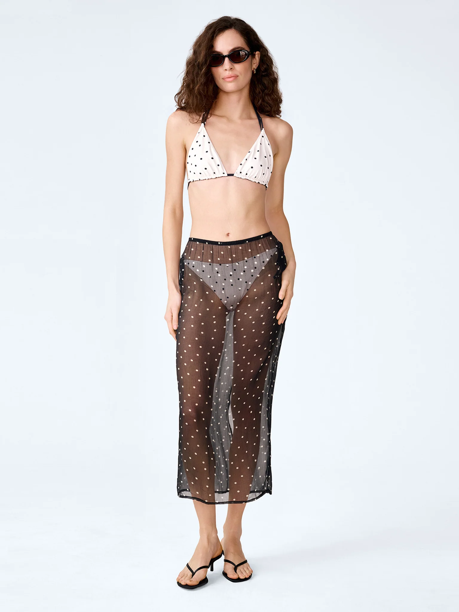 Sumba Mesh Skirt in Black Polka Dot