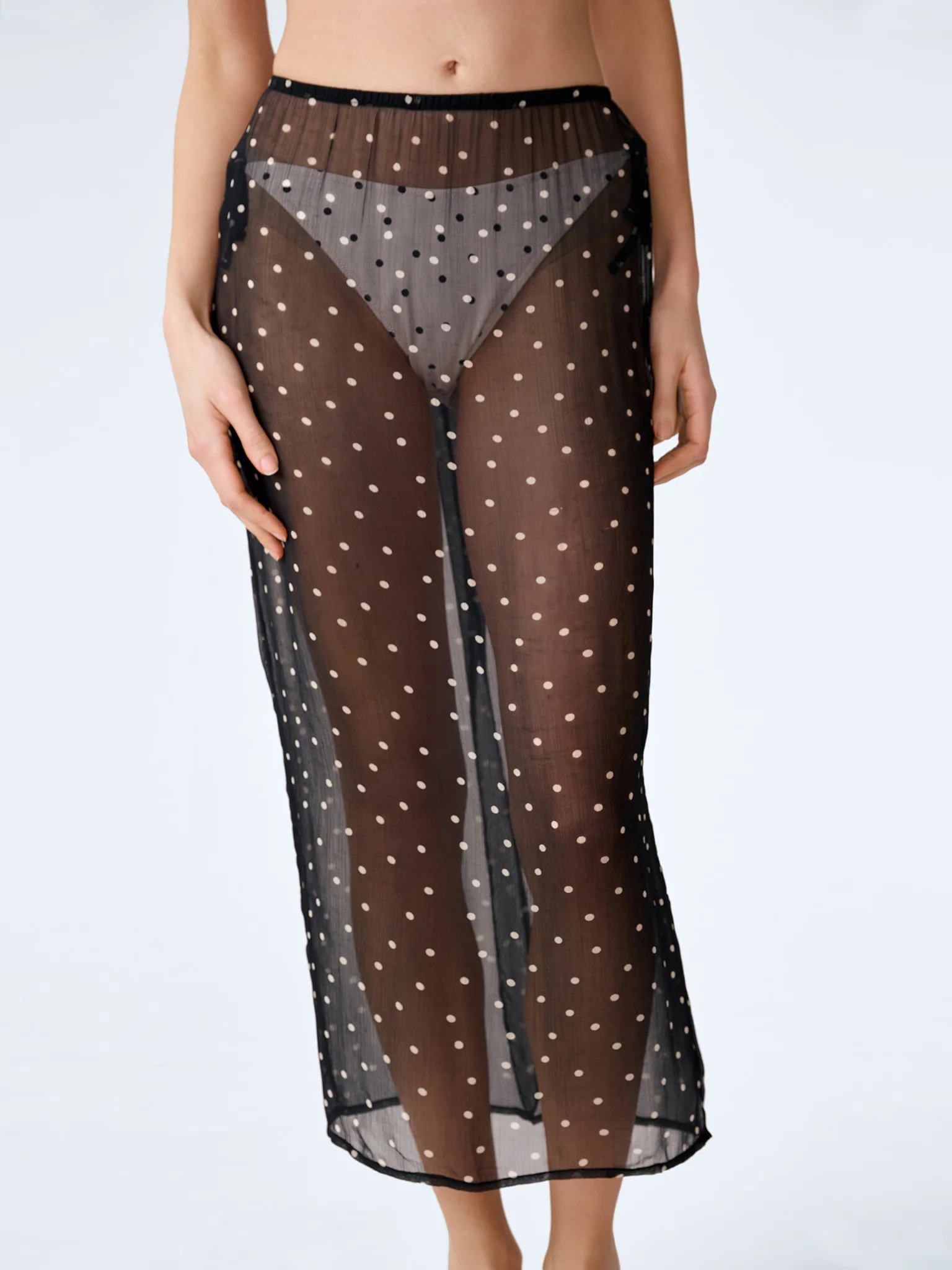 Sumba Mesh Skirt in Black Polka Dot - Image 3