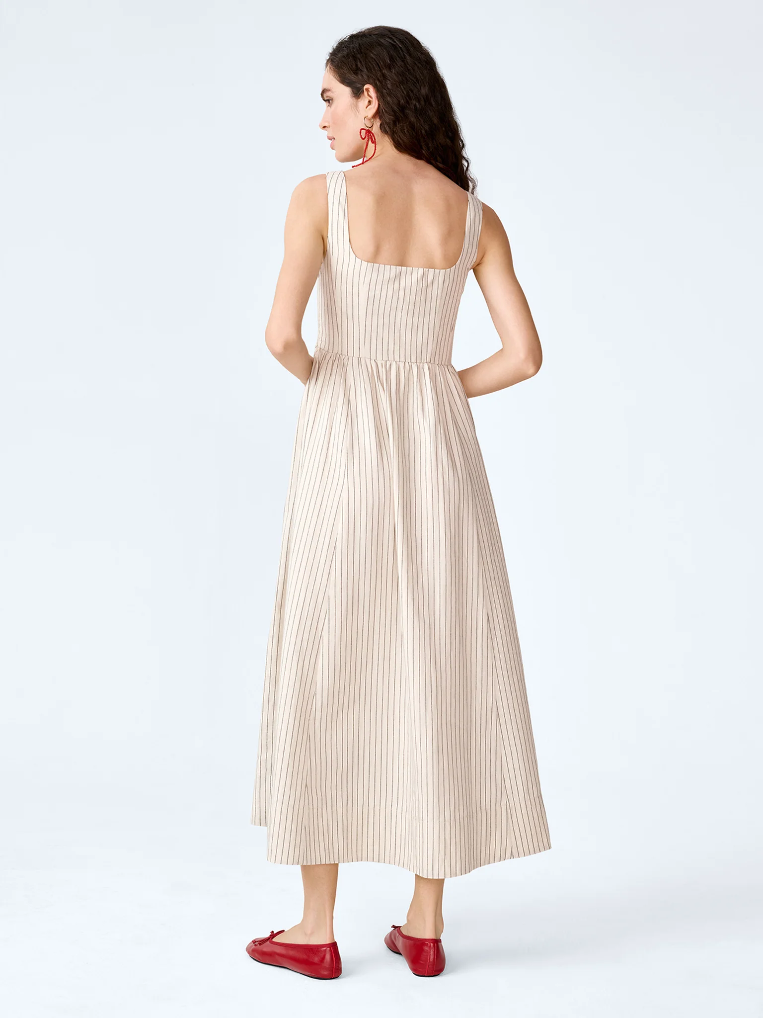 Suri Dress in Cream and Black Stripe - Image 3