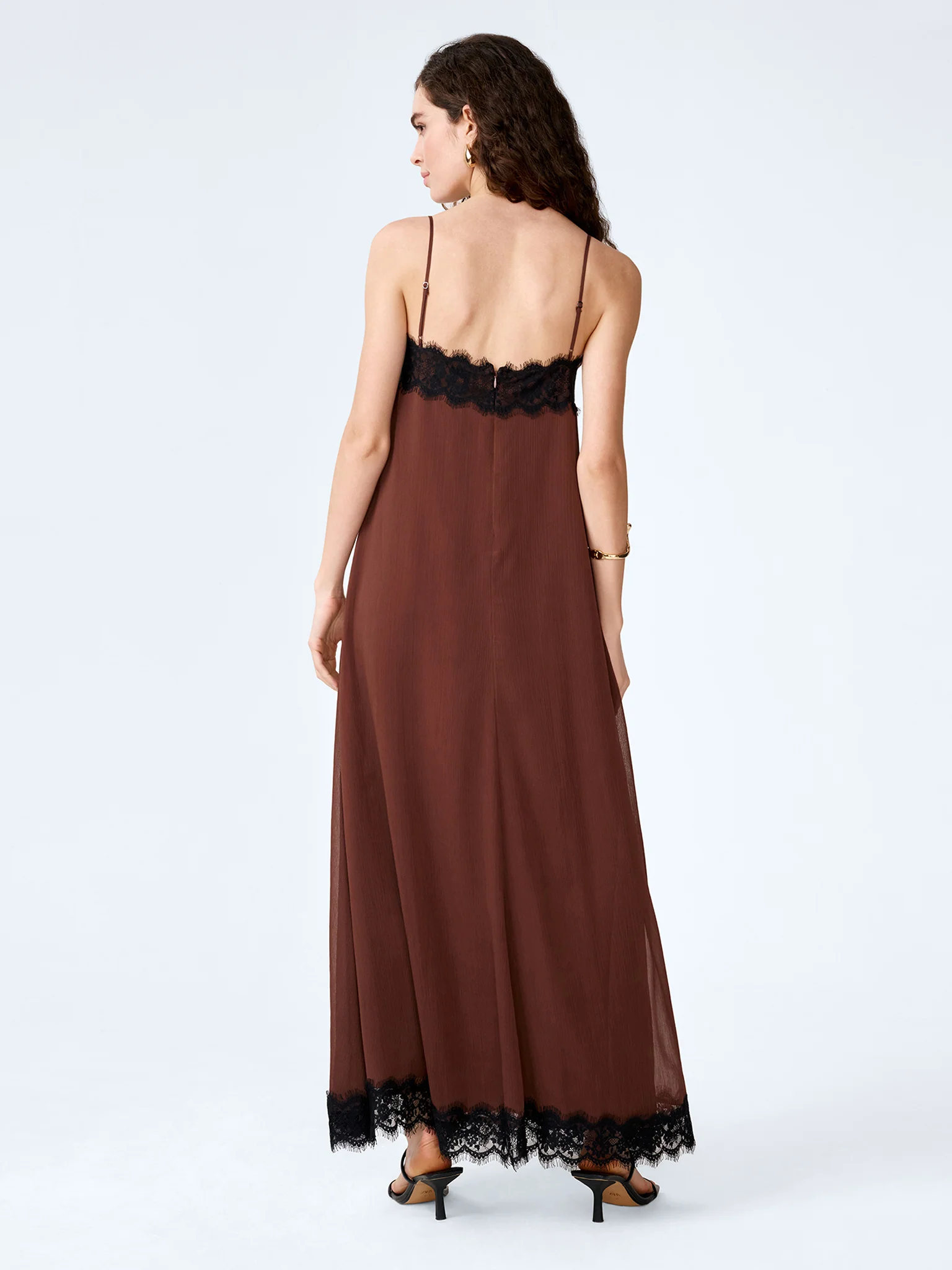 Thea Dress in Chocolate/Black Lace - Image 3