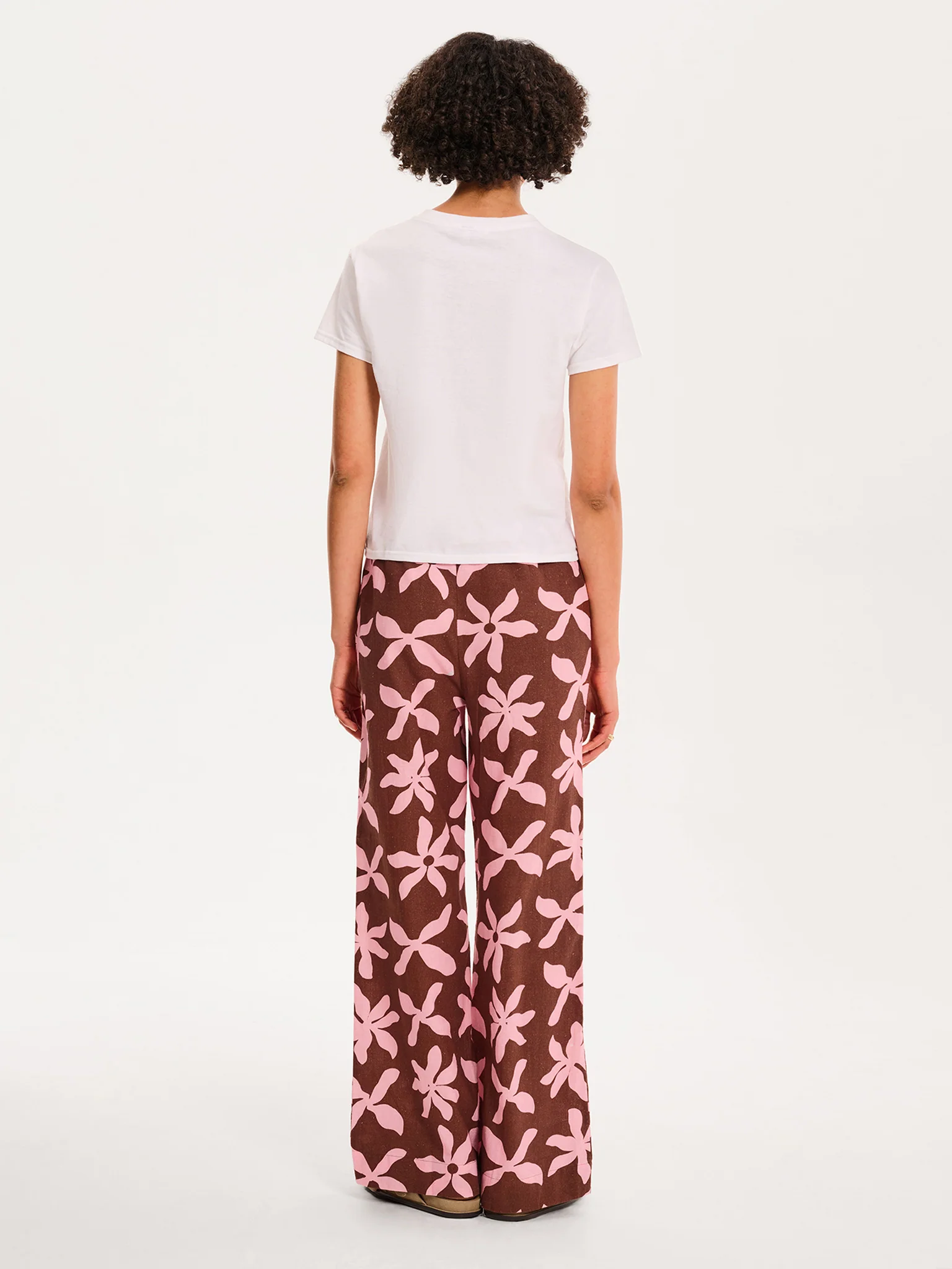 Tommy Trouser in Pink and Chocolate Floral Print - Image 3