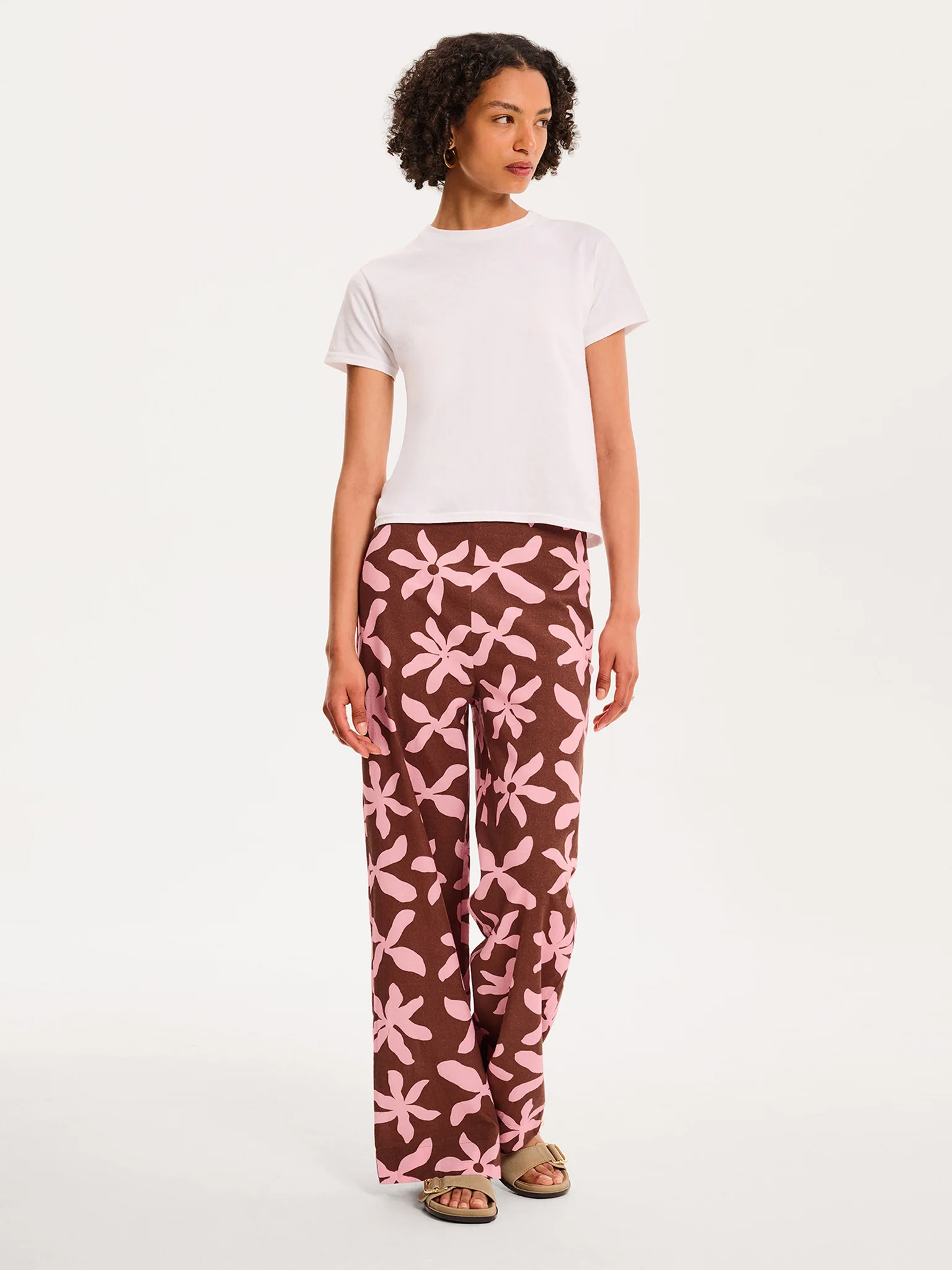 Tommy Trouser in Pink and Chocolate Floral Print - Image 4