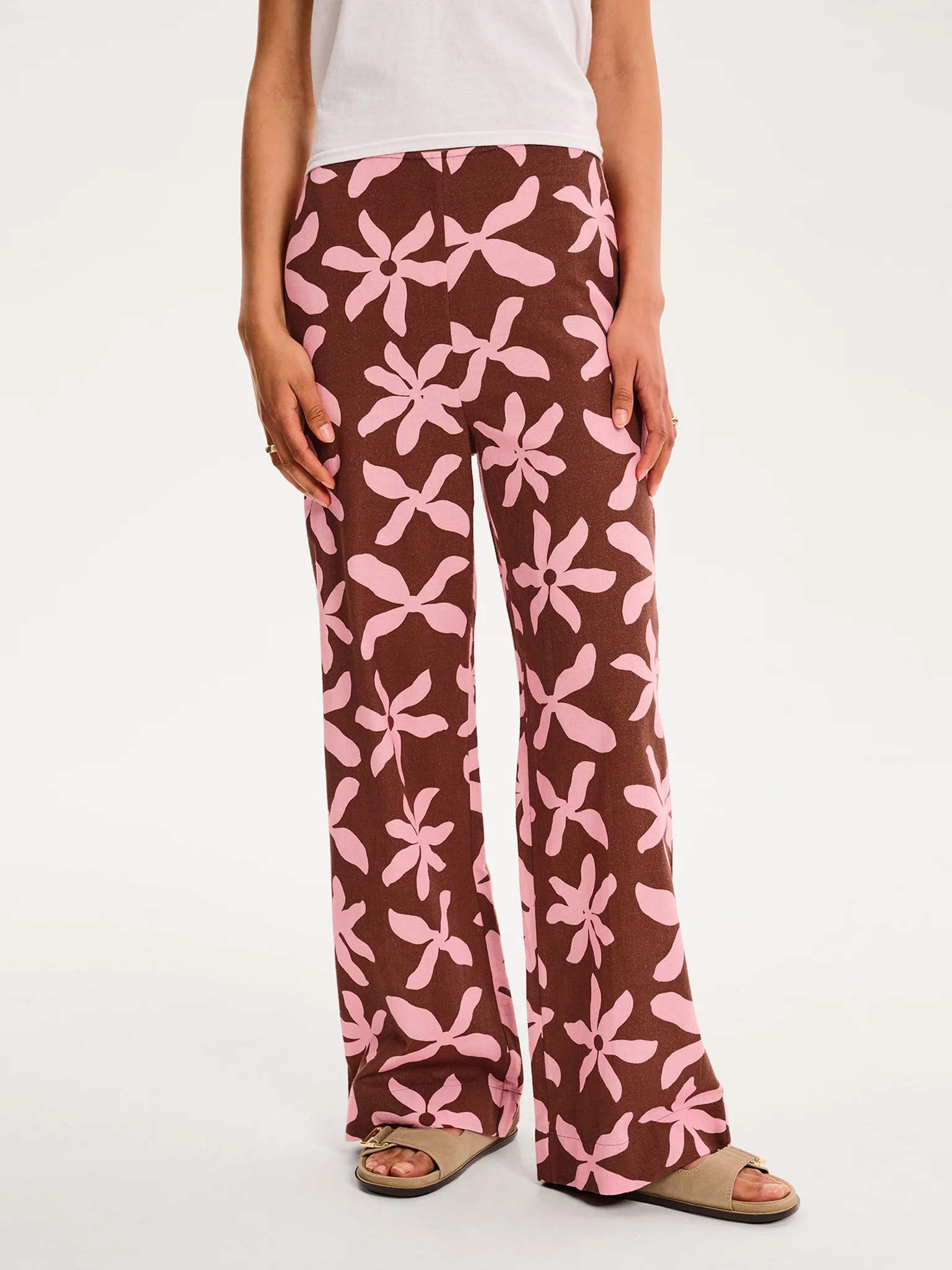 Tommy Trouser in Pink and Chocolate Floral Print - Image 5