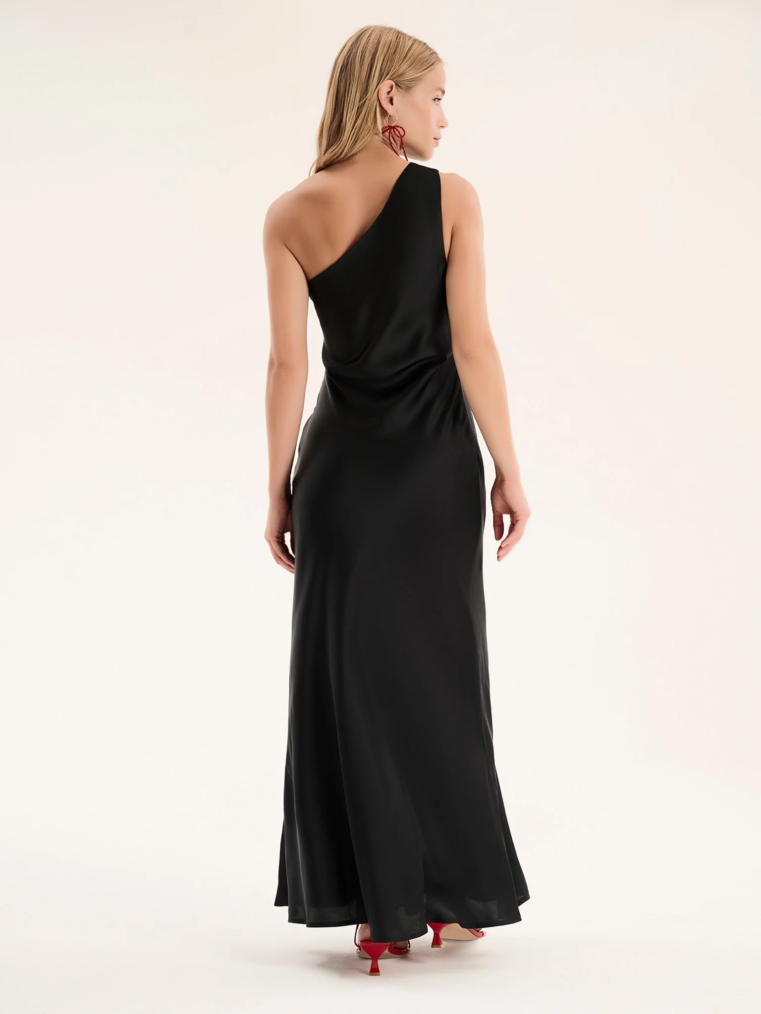 Uma One Shoulder Dress in Black - Image 2